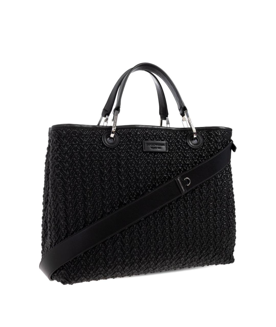 EMPORIO ARMANI Черная синтетическая сумка тоут, фото 4