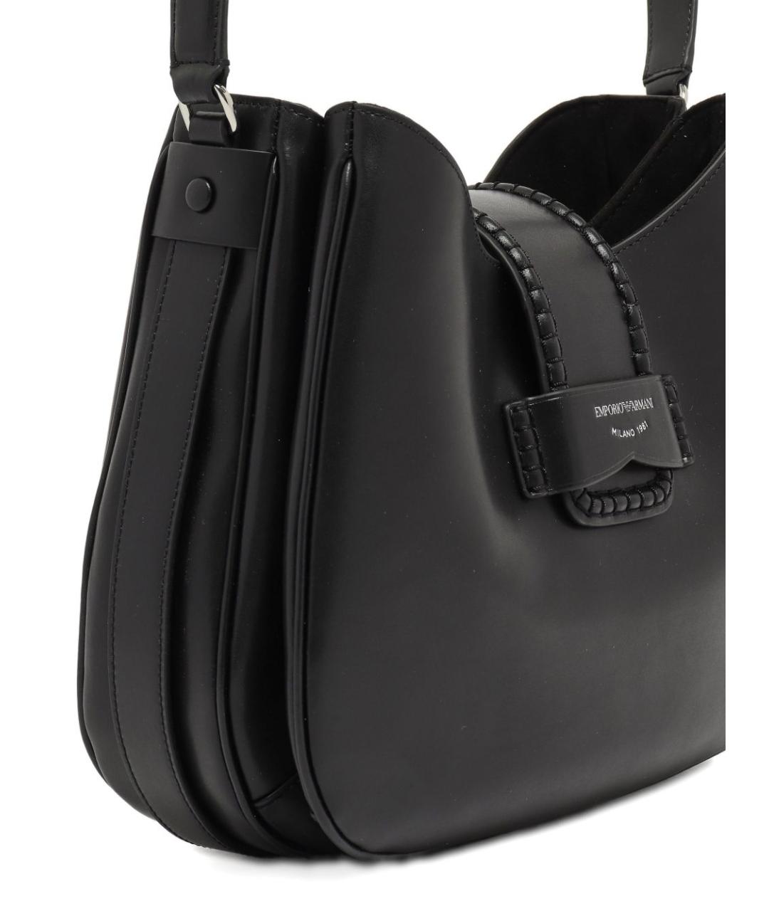 EMPORIO ARMANI Черная кожаная сумка тоут, фото 4