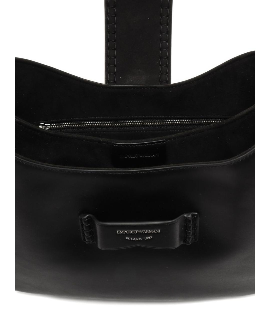 EMPORIO ARMANI Черная кожаная сумка тоут, фото 3