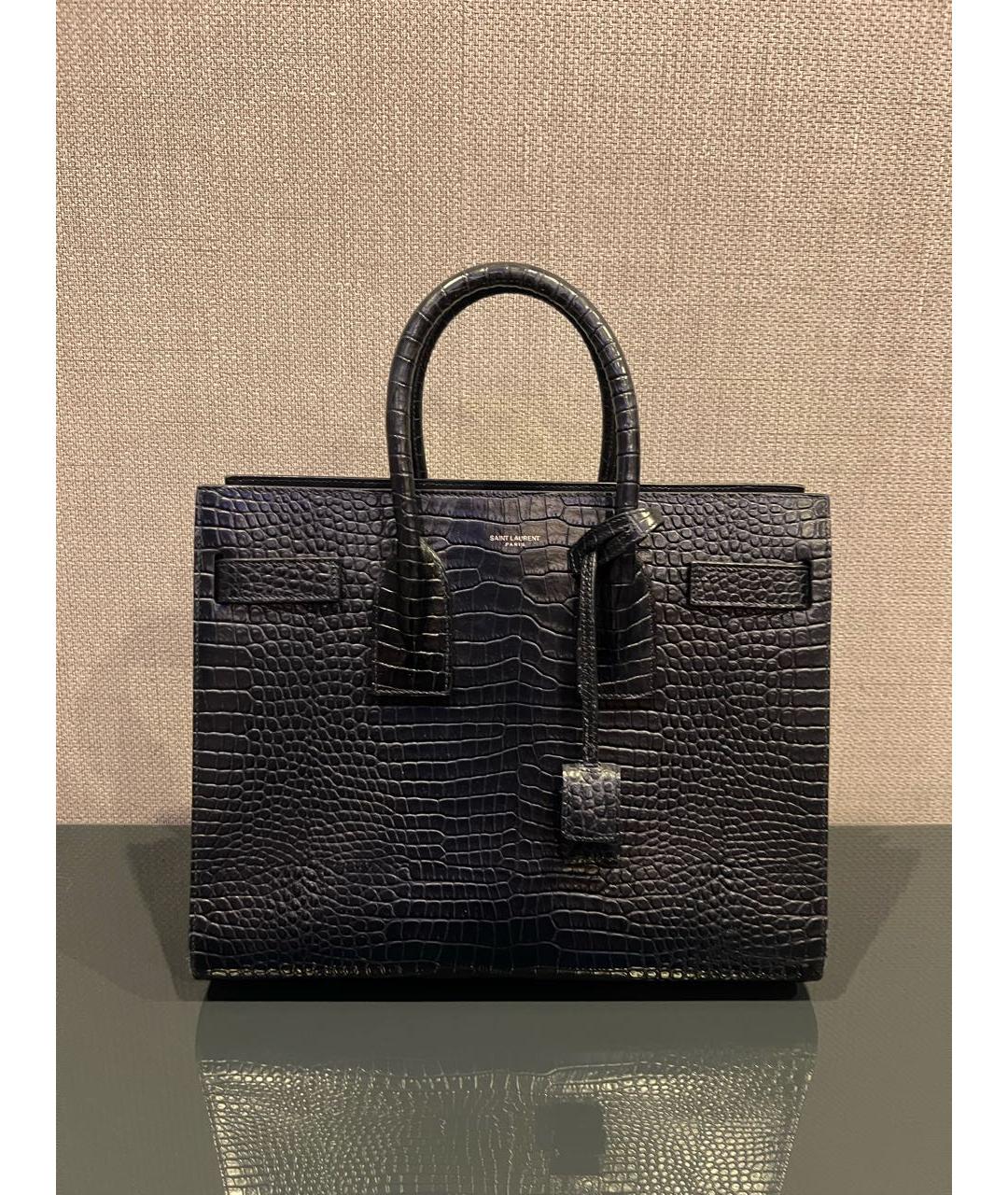 SAINT LAURENT Черная кожаная сумка тоут, фото 5