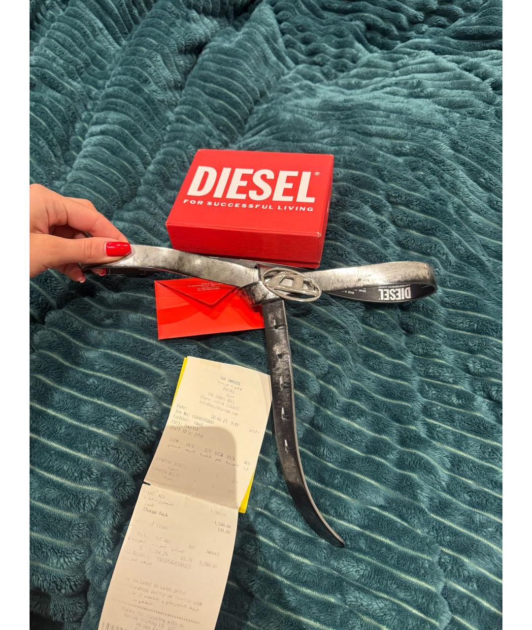 DIESEL Серебрянный ремень из искусственной кожи, фото 6