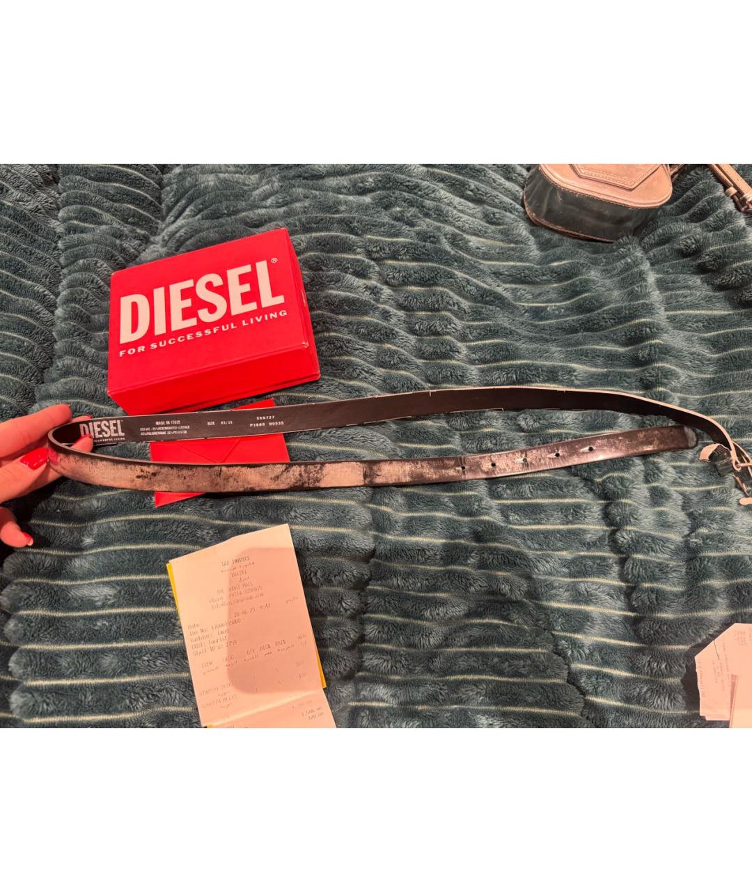DIESEL Серебрянный ремень из искусственной кожи, фото 5