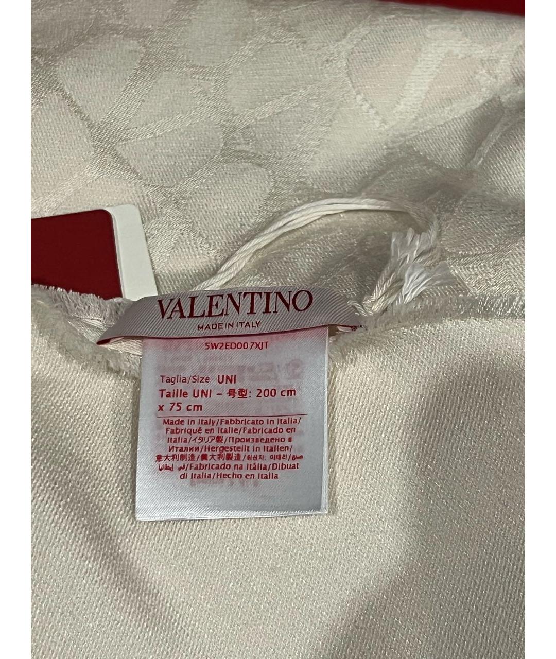 VALENTINO Белый шелковый шарф, фото 3
