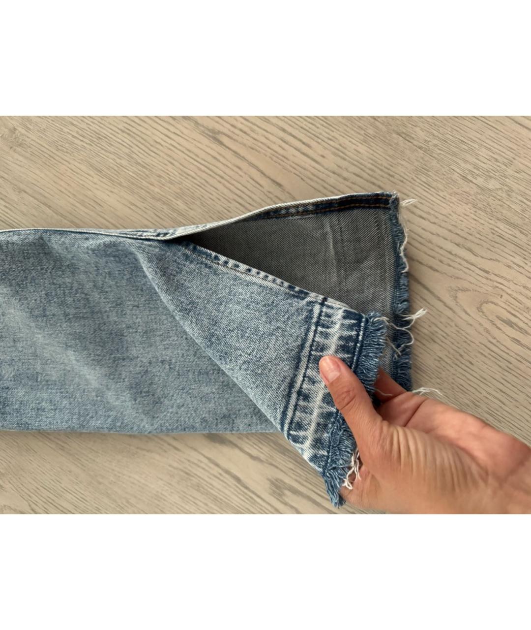 RE/DONE Голубые хлопко-полиэстеровые прямые джинсы, фото 5