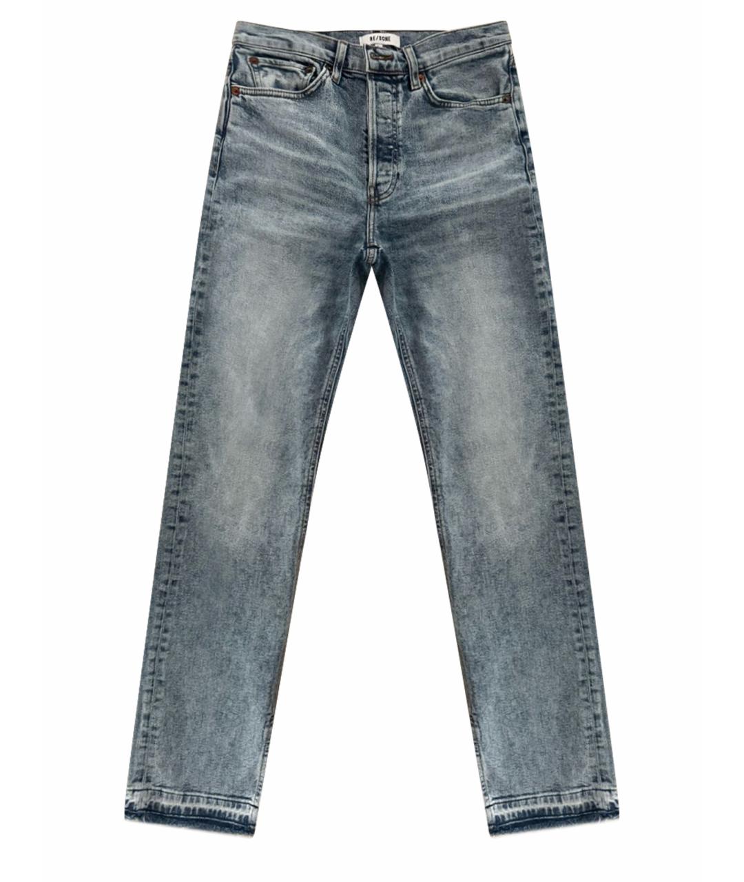 RE/DONE Голубые хлопко-полиэстеровые прямые джинсы, фото 1