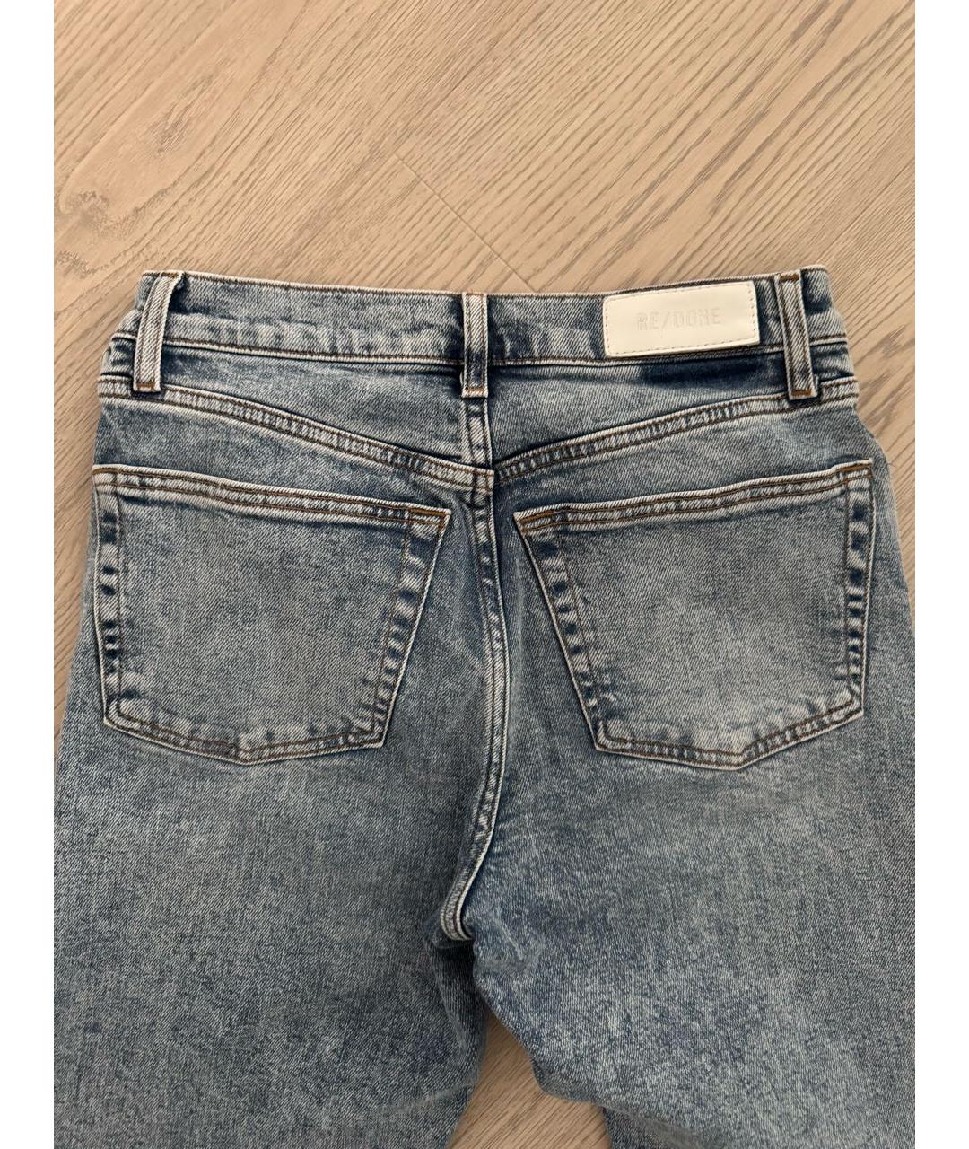 RE/DONE Голубые хлопко-полиэстеровые прямые джинсы, фото 2