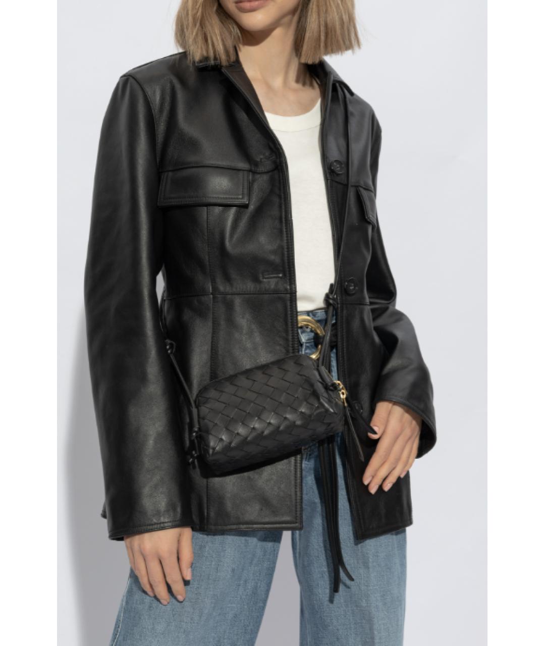 BOTTEGA VENETA Черная кожаная сумка через плечо, фото 2