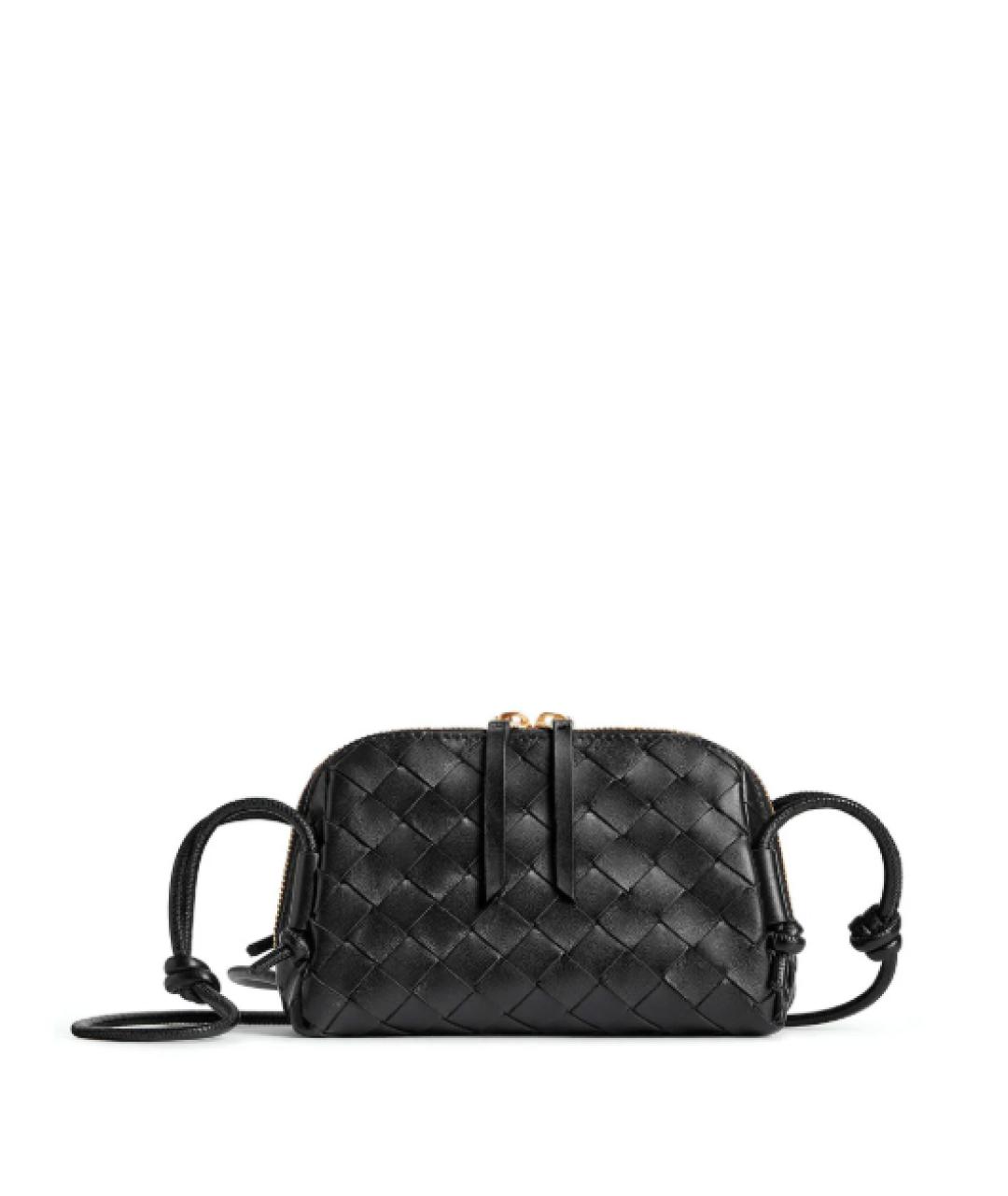 BOTTEGA VENETA Черная кожаная сумка через плечо, фото 1