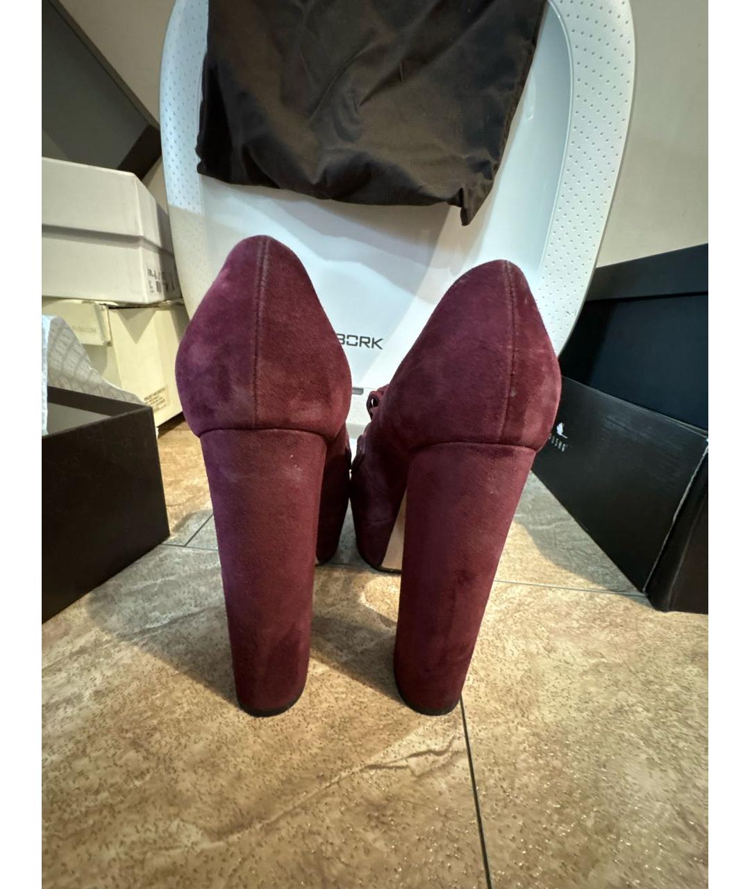 GUCCI Бордовые замшевые туфли, фото 4