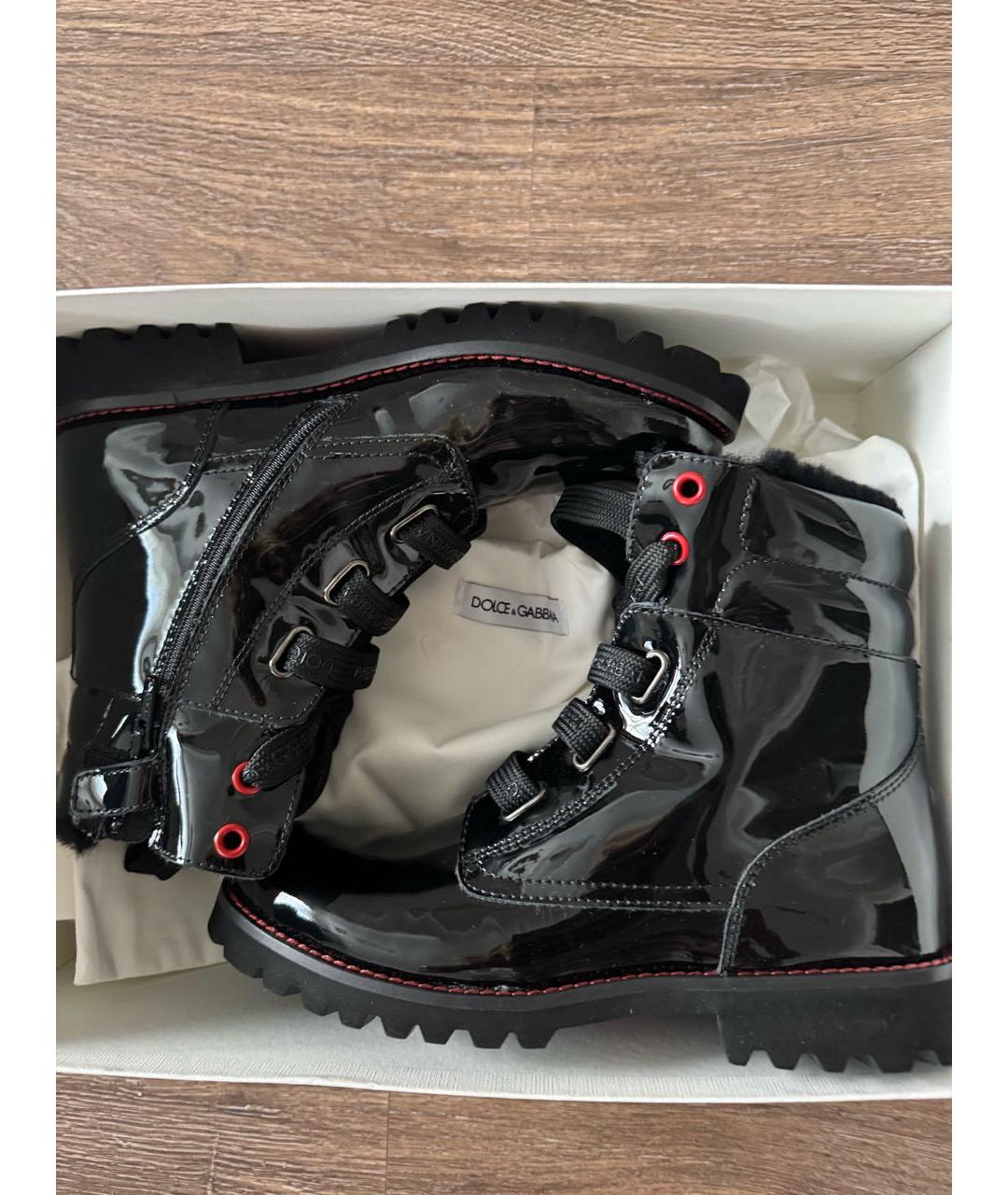 DOLCE&GABBANA Черные ботинки из лакированной кожи, фото 3