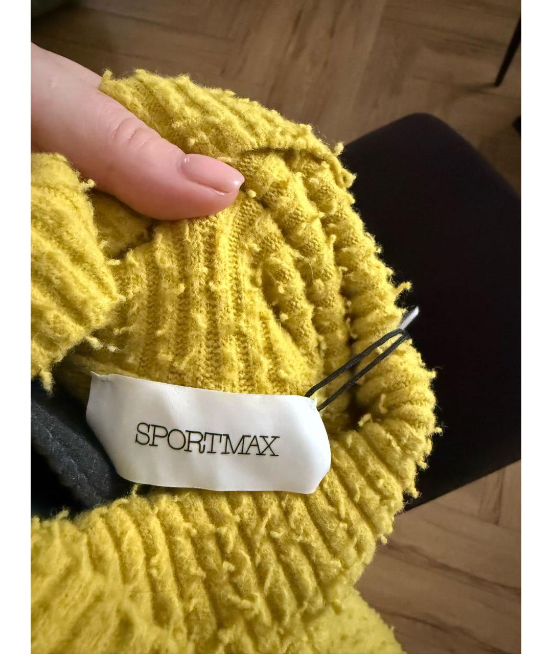 SPORTMAX Желтый шерстяной джемпер / свитер, фото 4