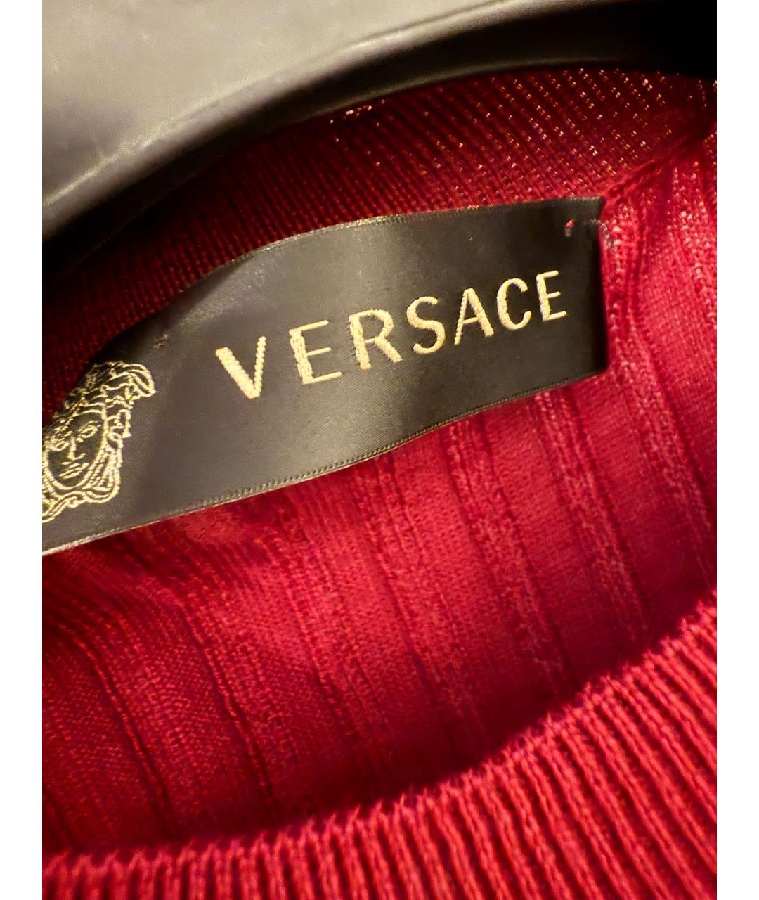 VERSACE Бордовое шерстяное повседневное платье, фото 2