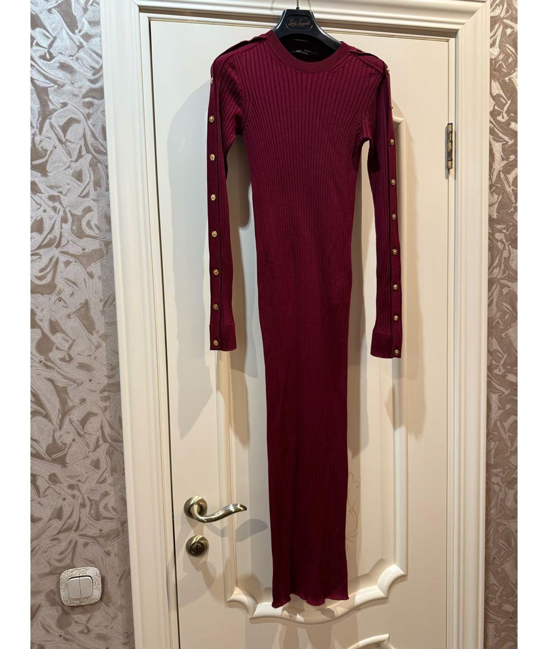 VERSACE Бордовое шерстяное повседневное платье, фото 6