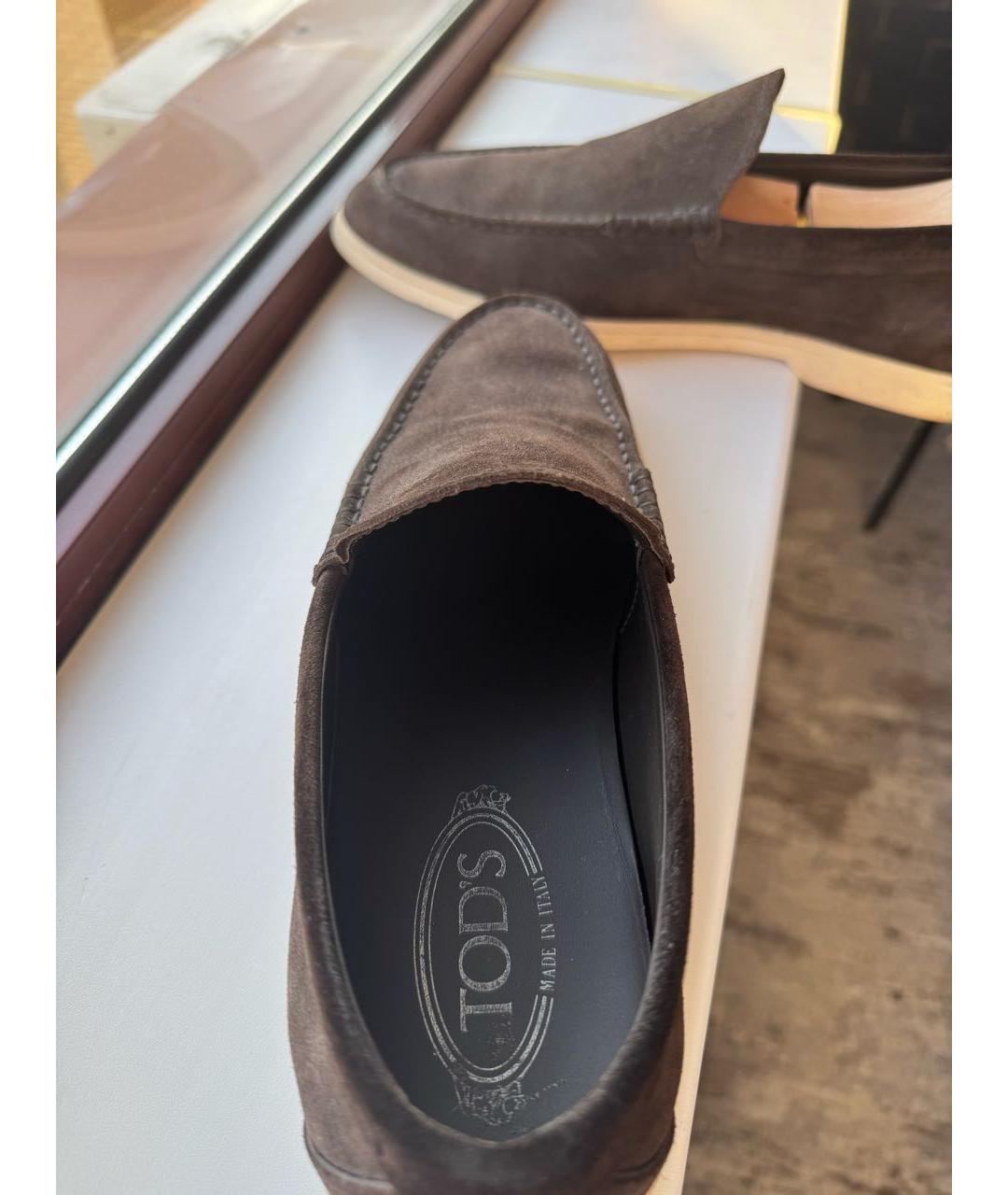 TOD'S Коричневые замшевые лоферы, фото 5