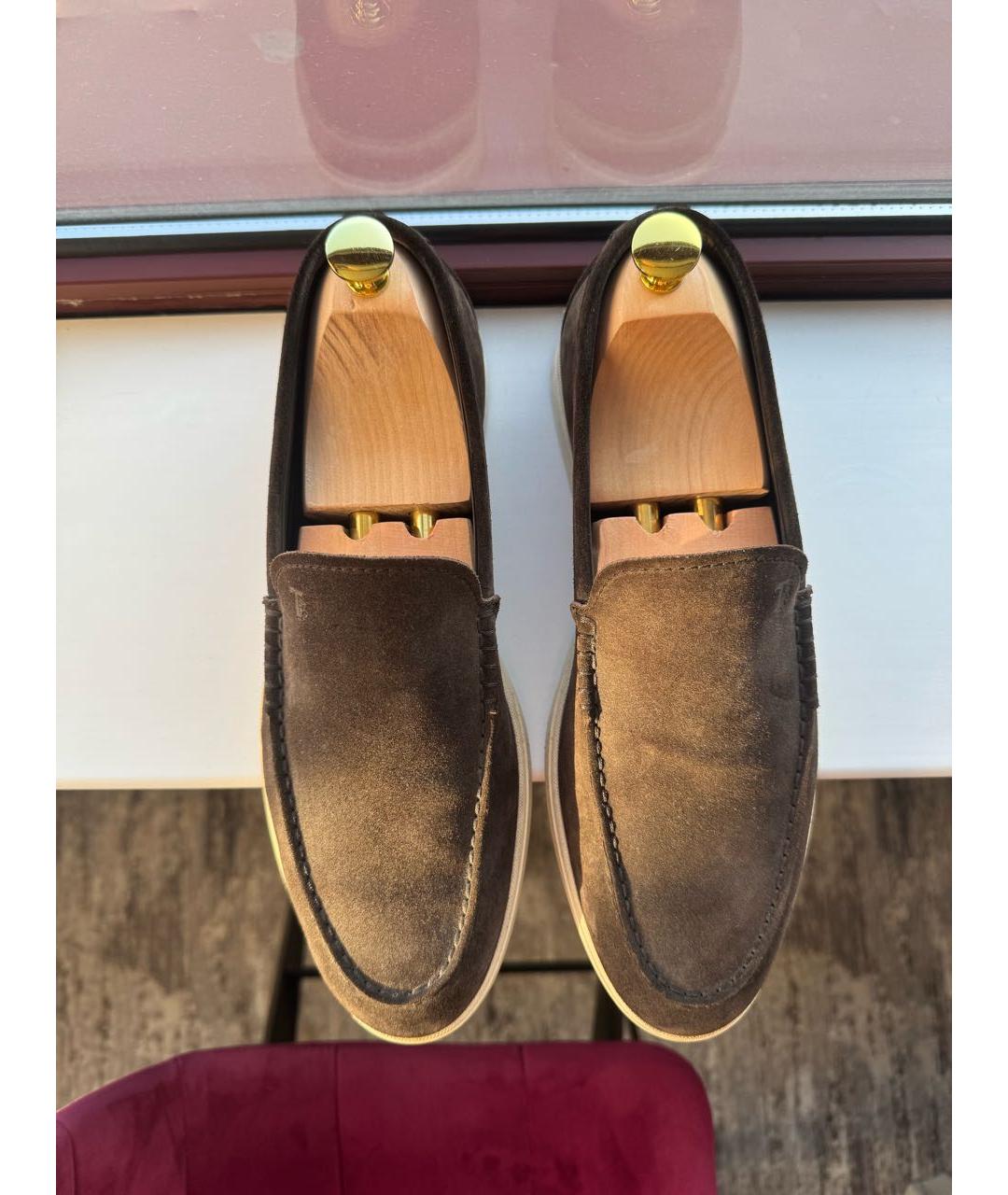TOD'S Коричневые замшевые лоферы, фото 4