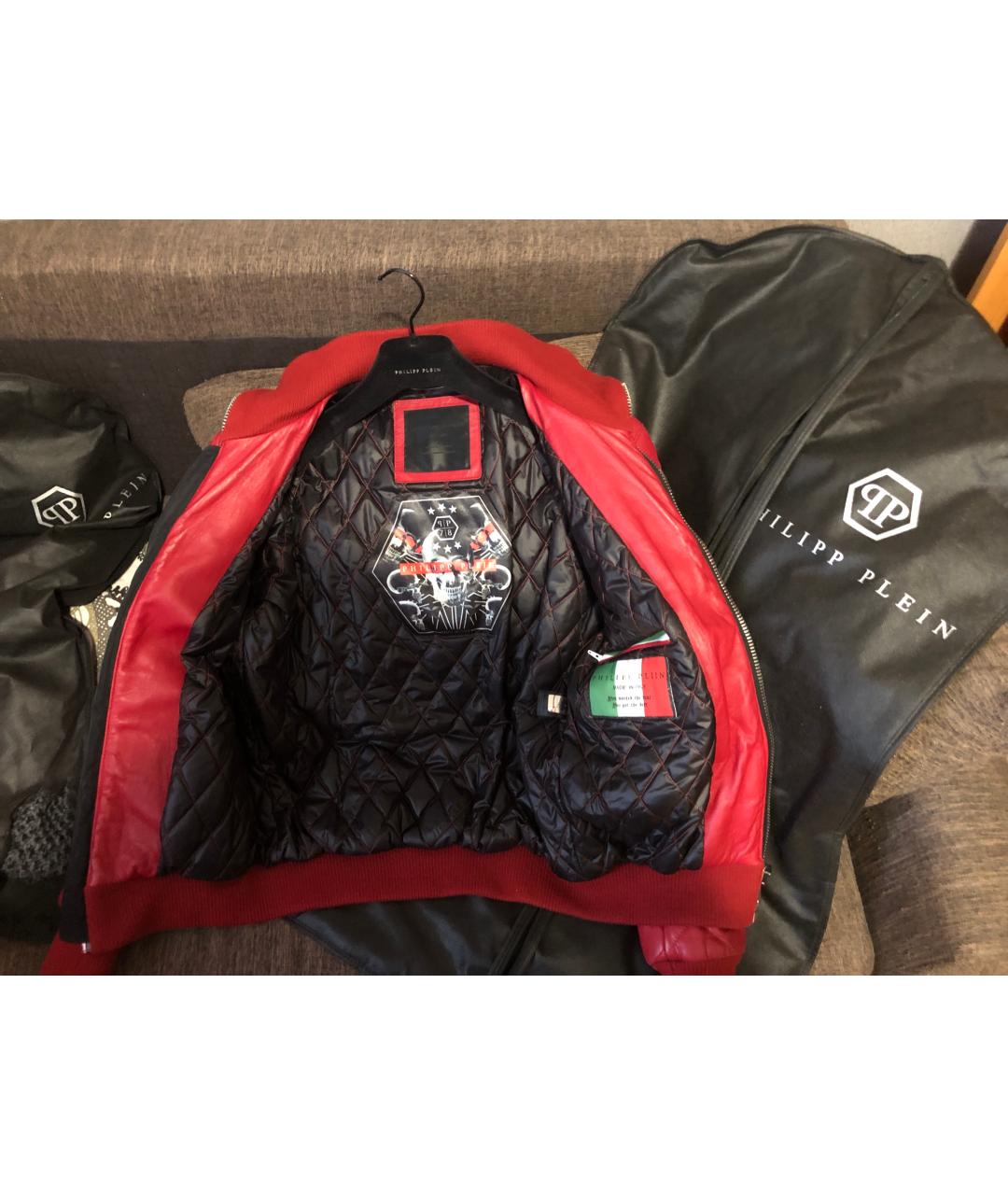 PHILIPP PLEIN Красная кожаная куртка, фото 3