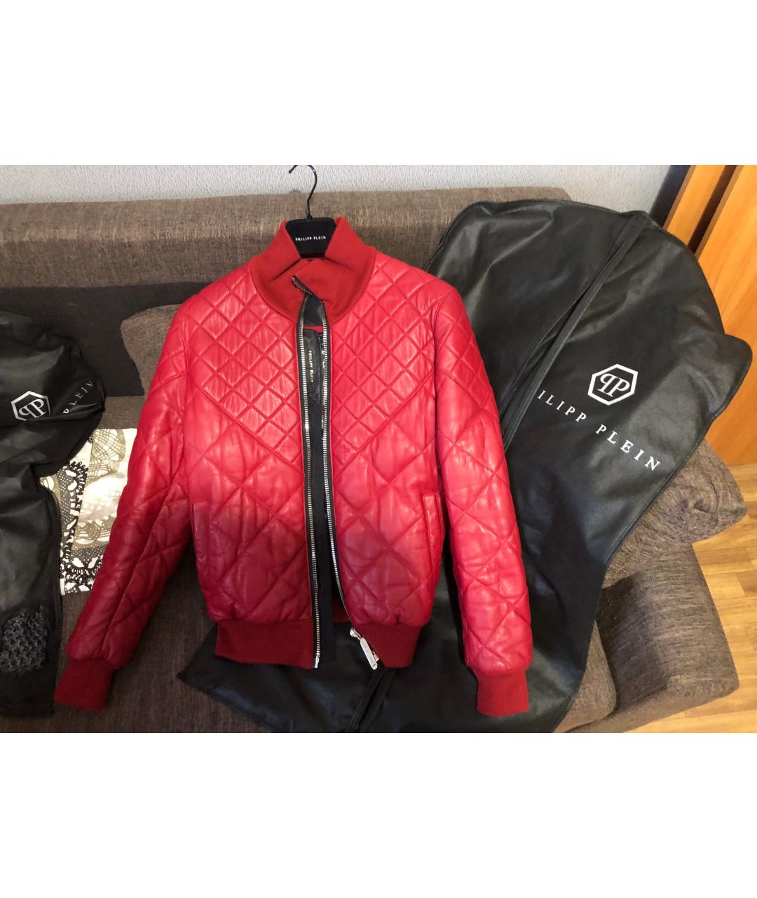 PHILIPP PLEIN Красная кожаная куртка, фото 4