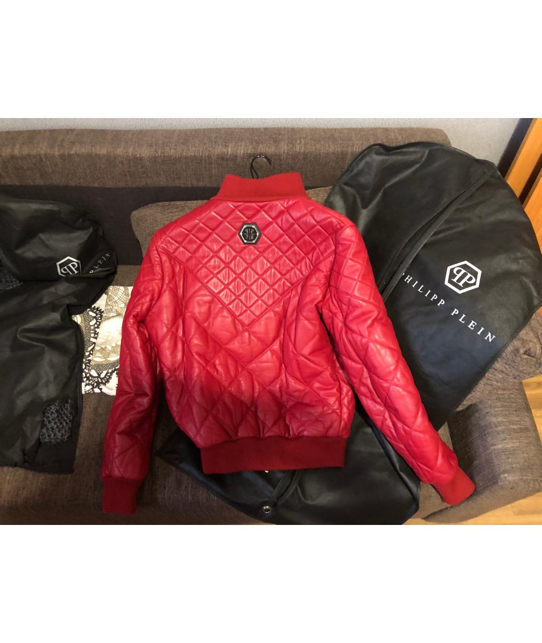 PHILIPP PLEIN Красная кожаная куртка, фото 2