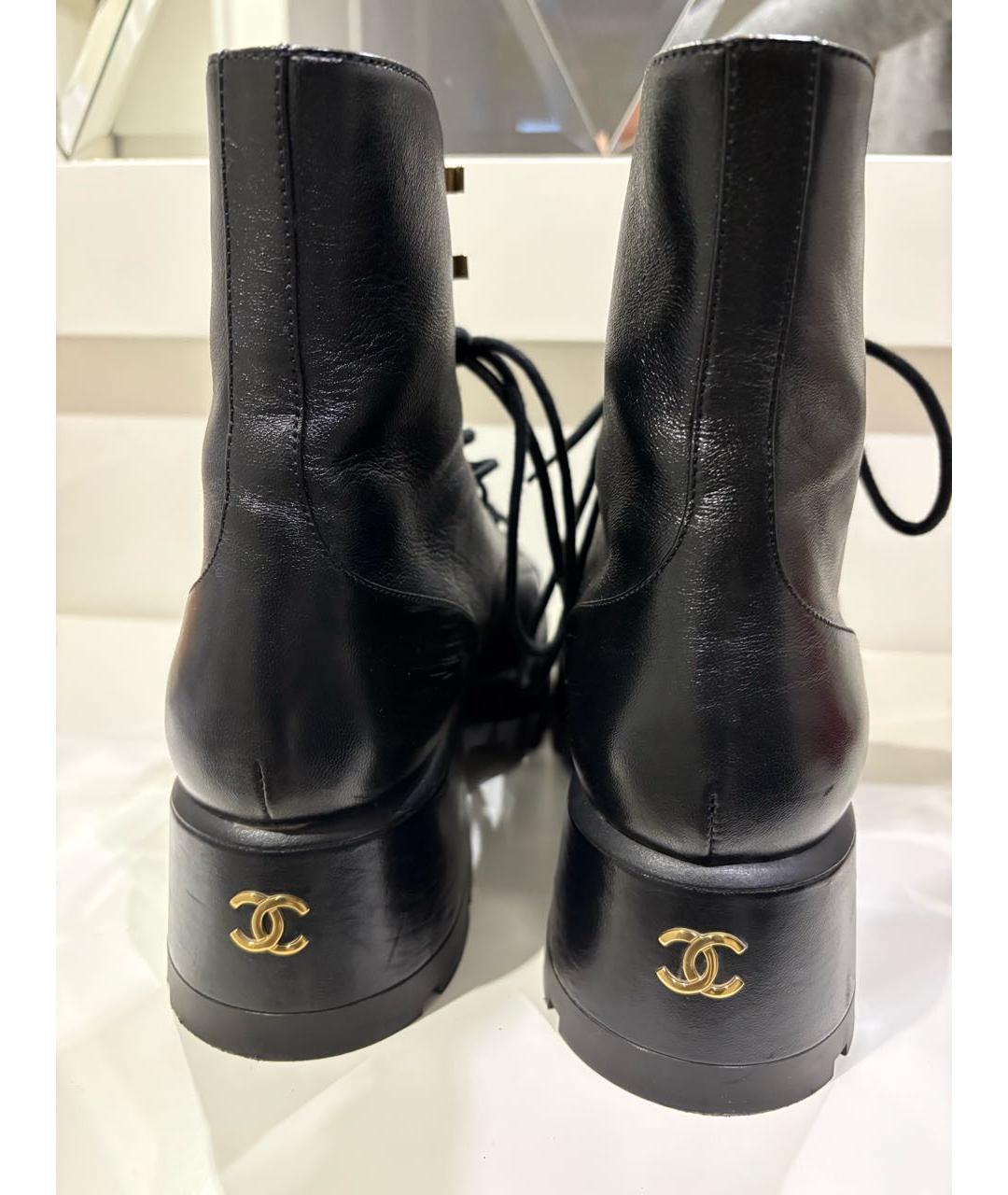 CHANEL Черные кожаные ботинки, фото 4
