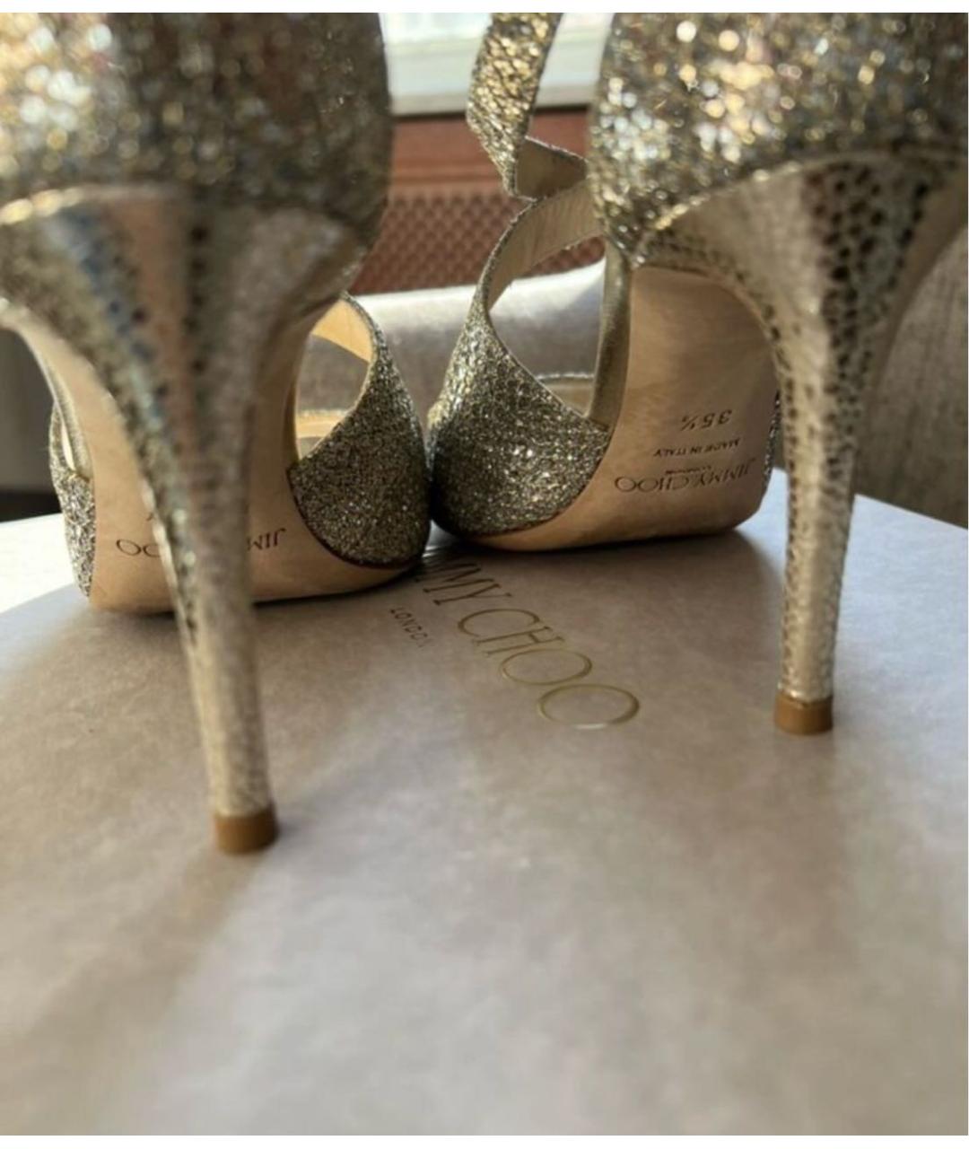 JIMMY CHOO Золотые кожаные босоножки, фото 4
