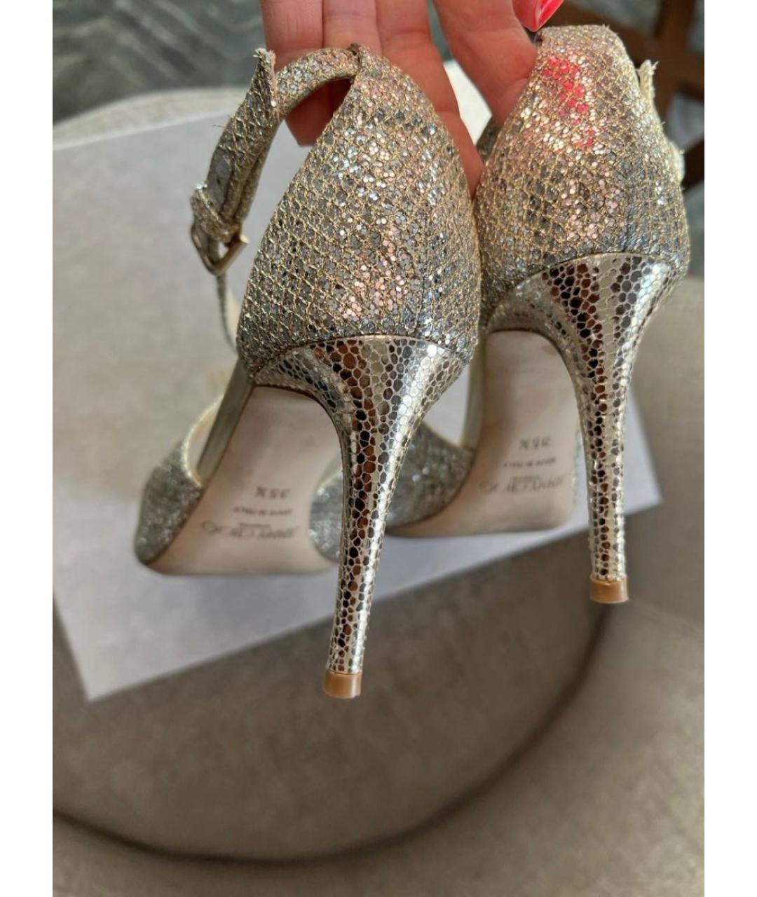 JIMMY CHOO Золотые кожаные босоножки, фото 2