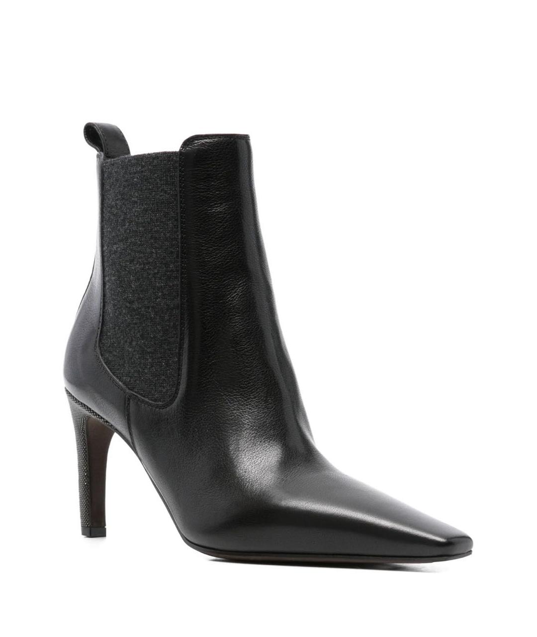 BRUNELLO CUCINELLI Черные кожаные ботильоны, фото 2