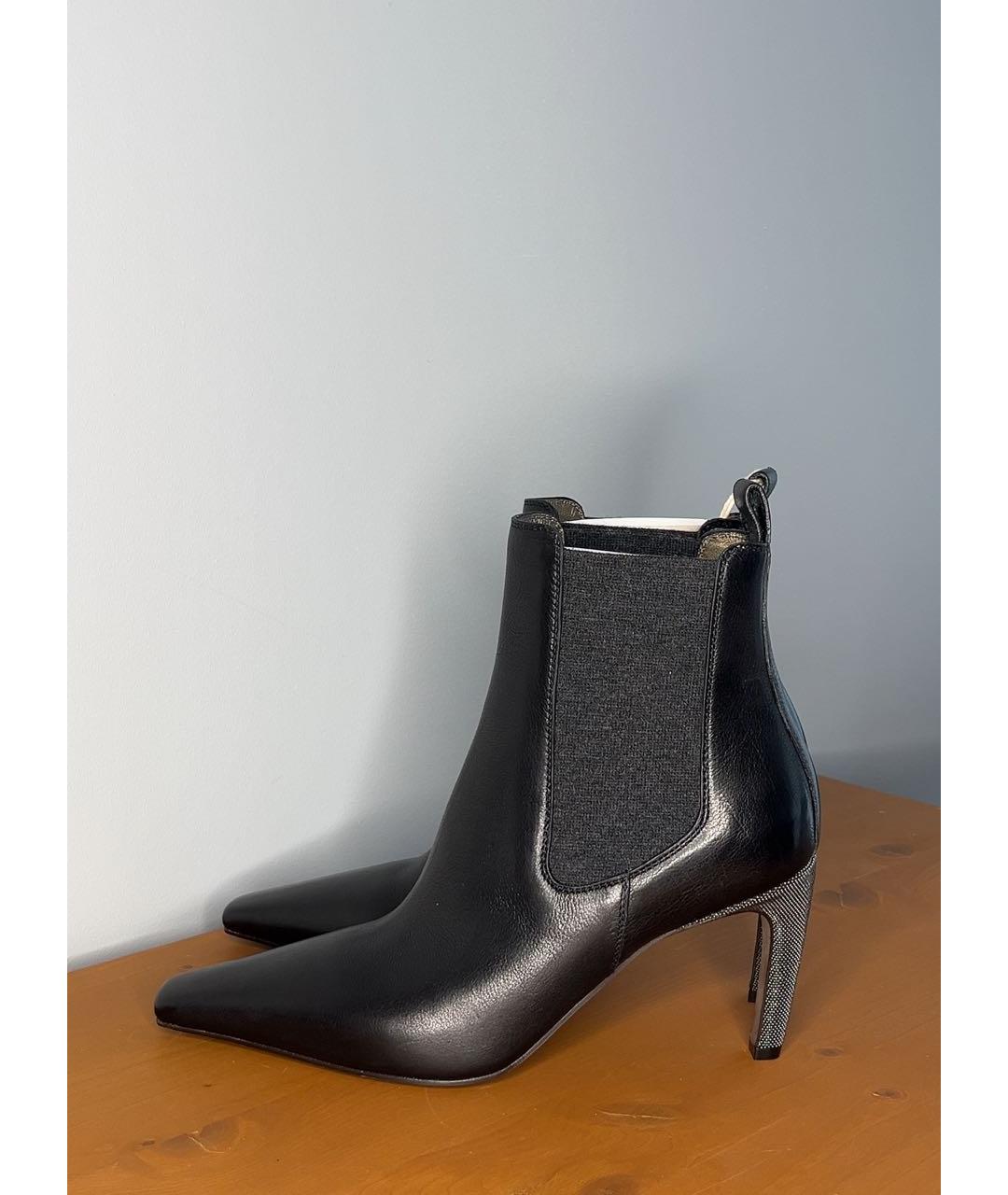 BRUNELLO CUCINELLI Черные кожаные ботильоны, фото 6