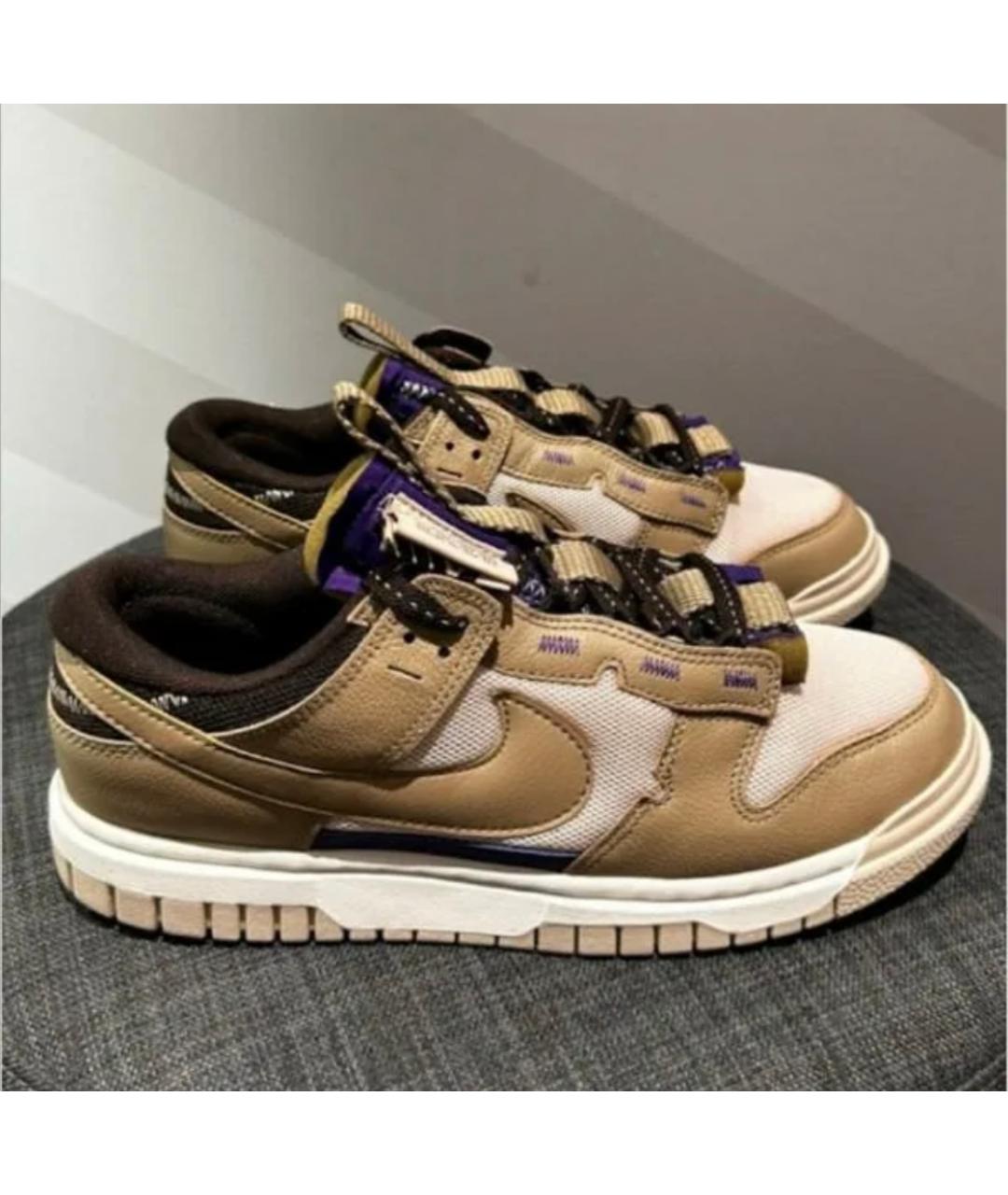 NIKE Бежевые высокие кроссовки / кеды из искусственной кожи, фото 7