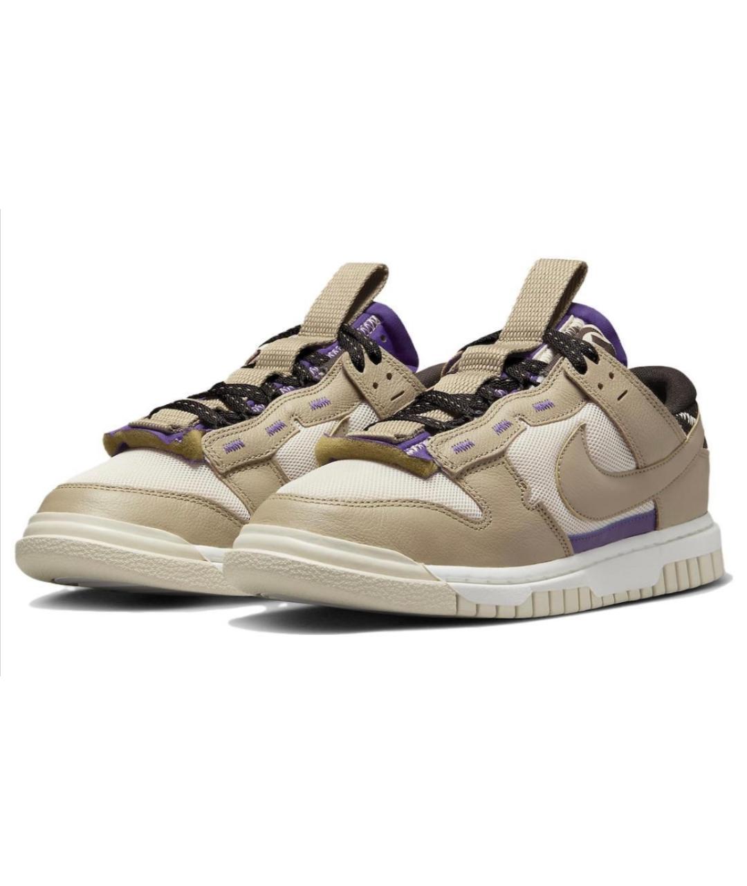 NIKE Бежевые высокие кроссовки / кеды из искусственной кожи, фото 3