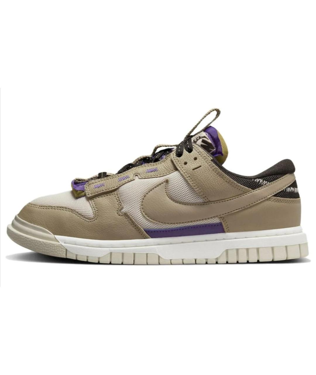 NIKE Бежевые высокие кроссовки / кеды из искусственной кожи, фото 4