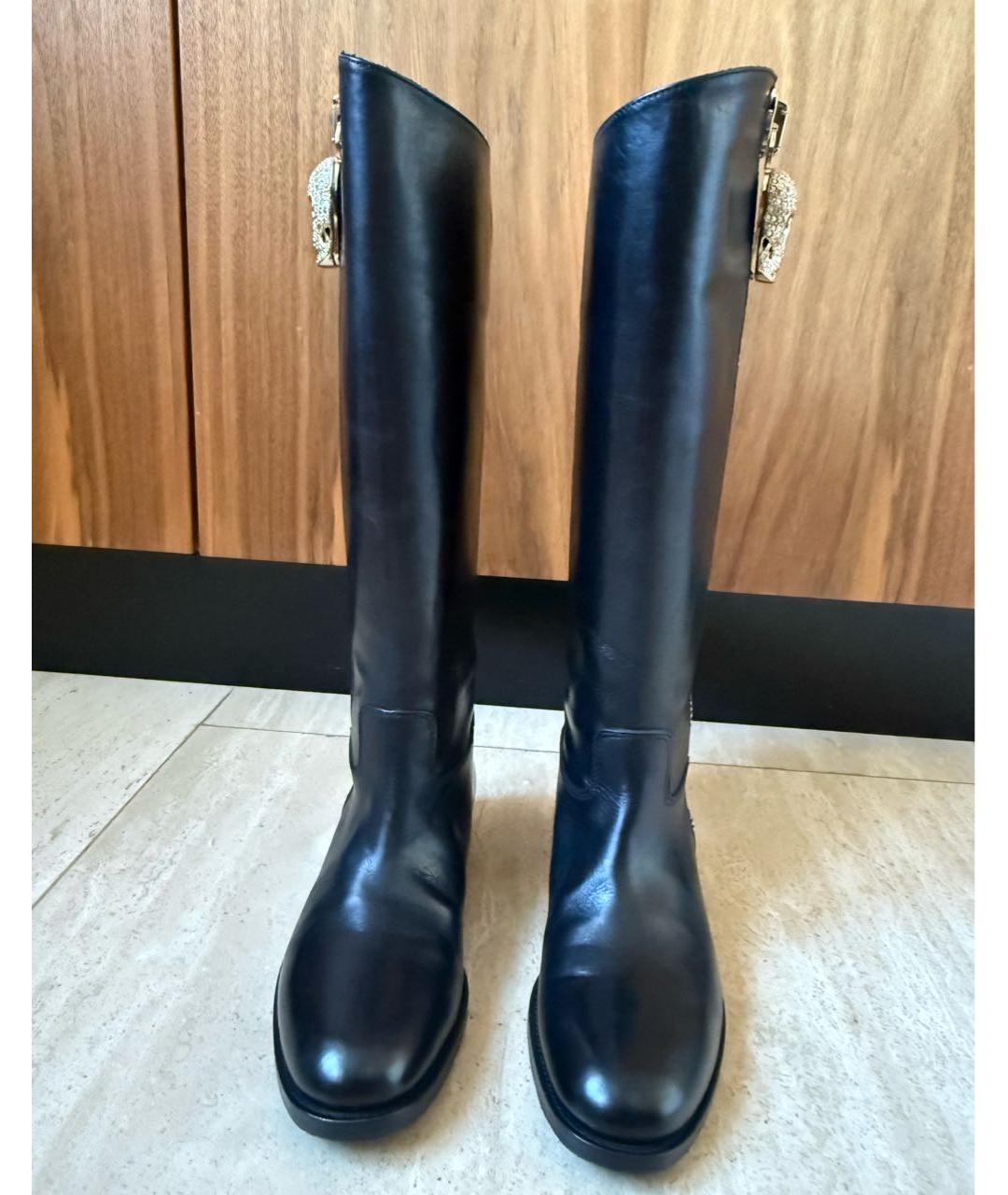 PHILIPP PLEIN Черные кожаные сапоги, фото 2