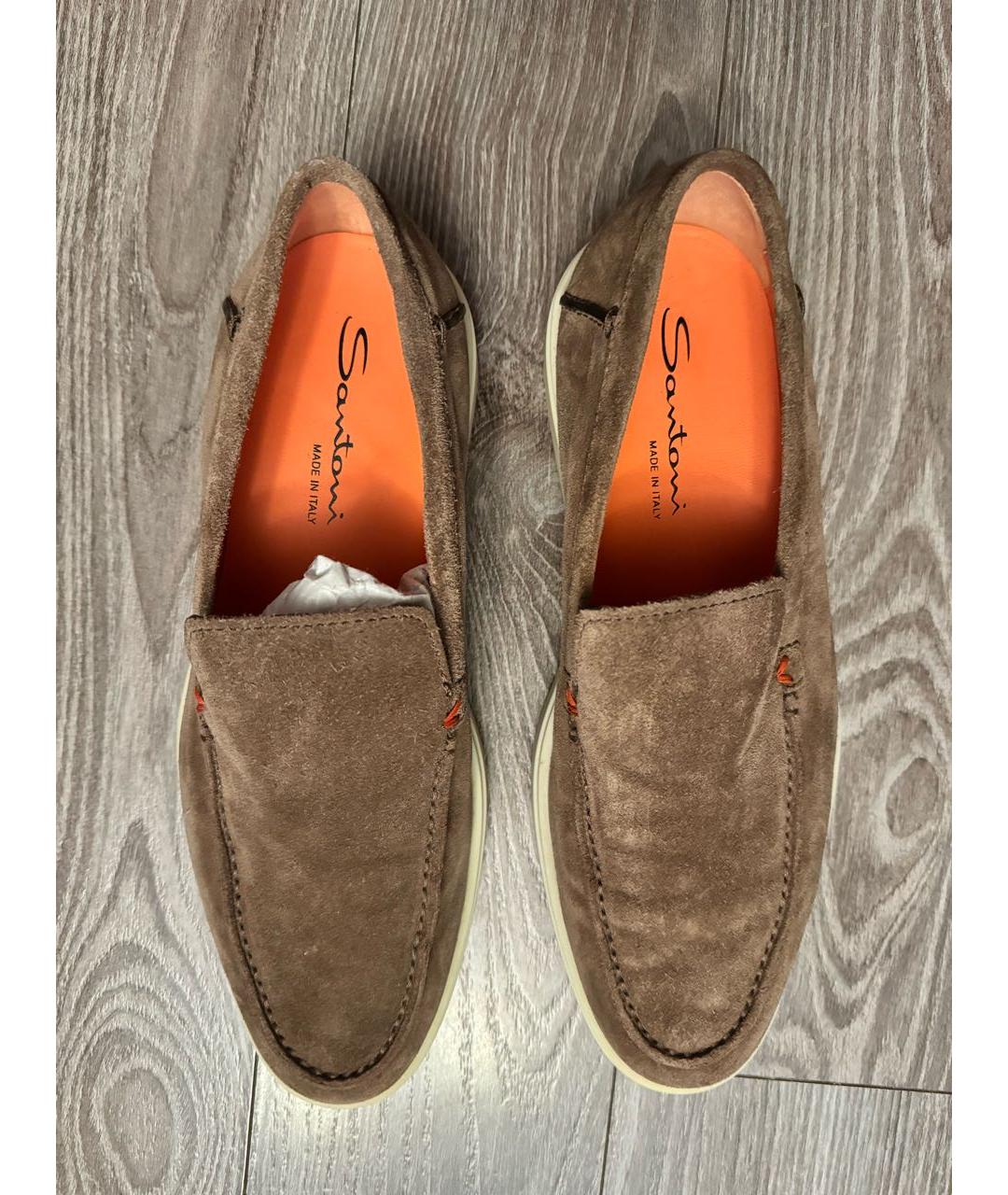 SANTONI Коричневые замшевые низкие ботинки, фото 2
