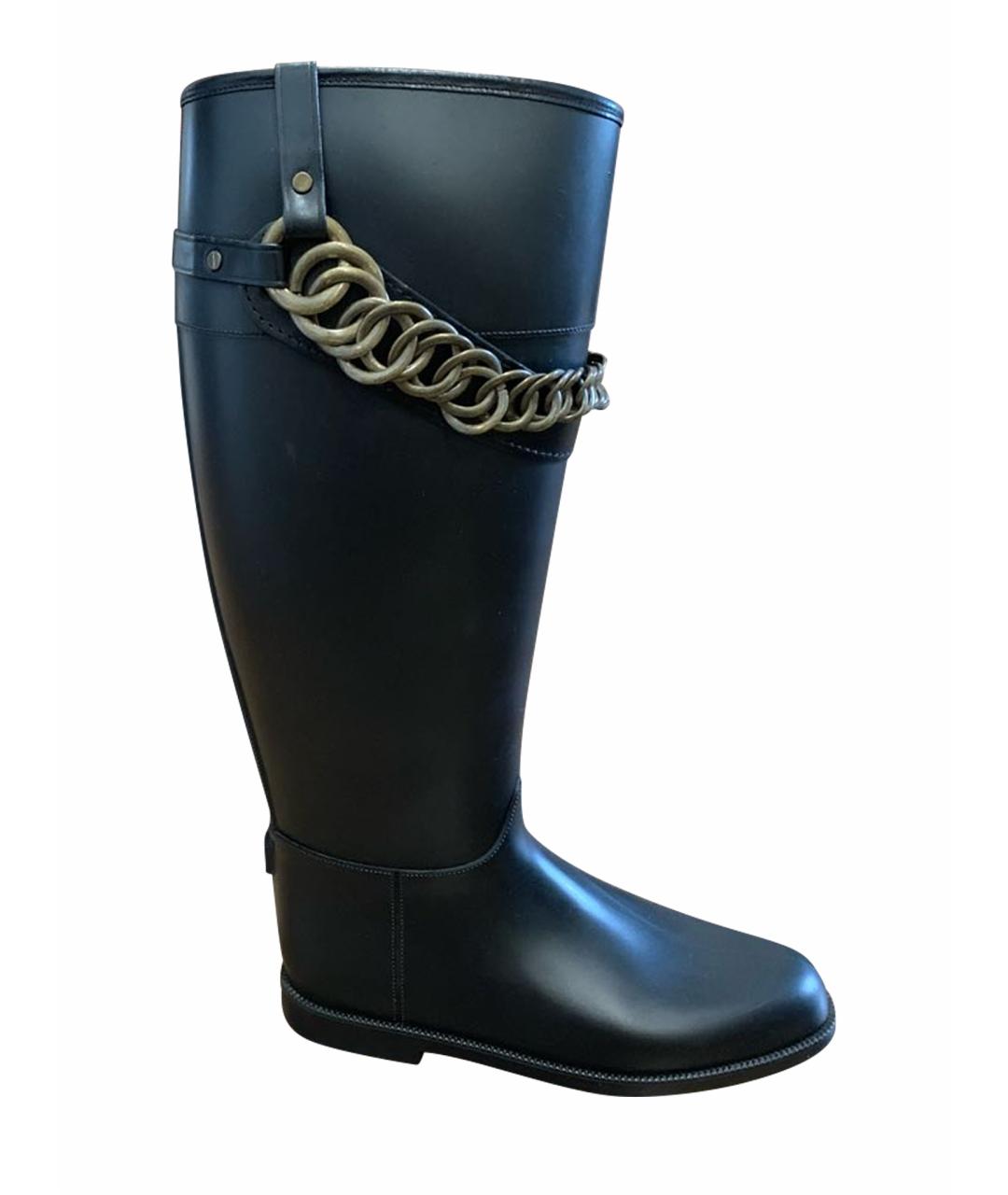BURBERRY Черные резиновые сапоги, фото 1