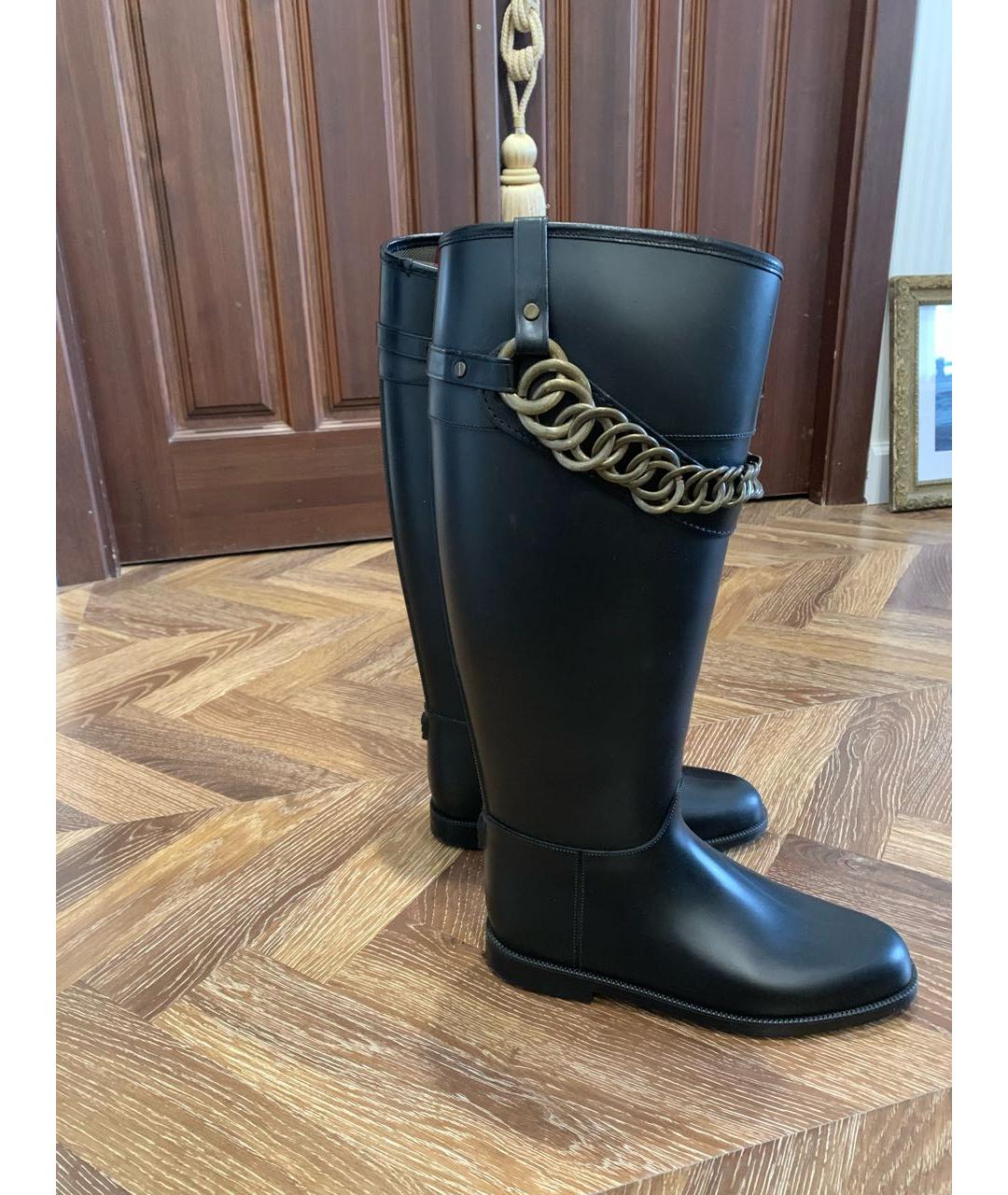 BURBERRY Черные резиновые сапоги, фото 5
