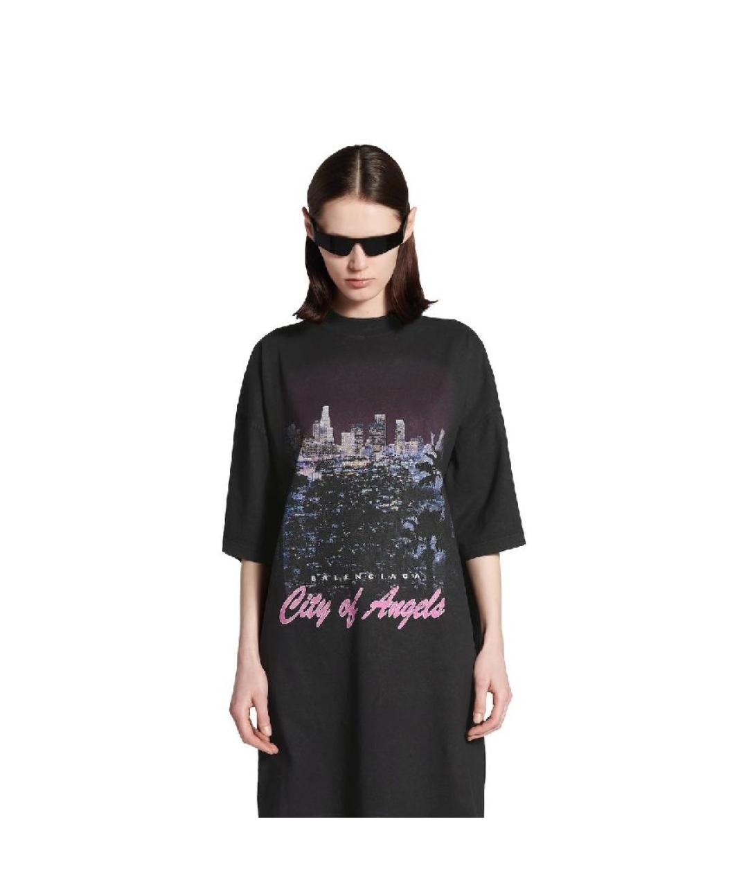 BALENCIAGA Черное хлопковое повседневное платье, фото 5