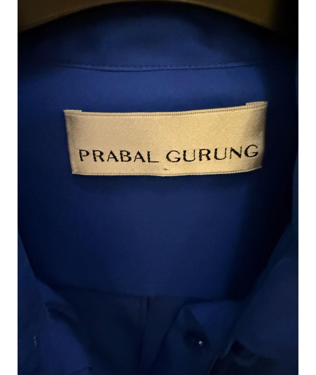 PRABAL GURUNG Синяя шелковая блузы, фото 3