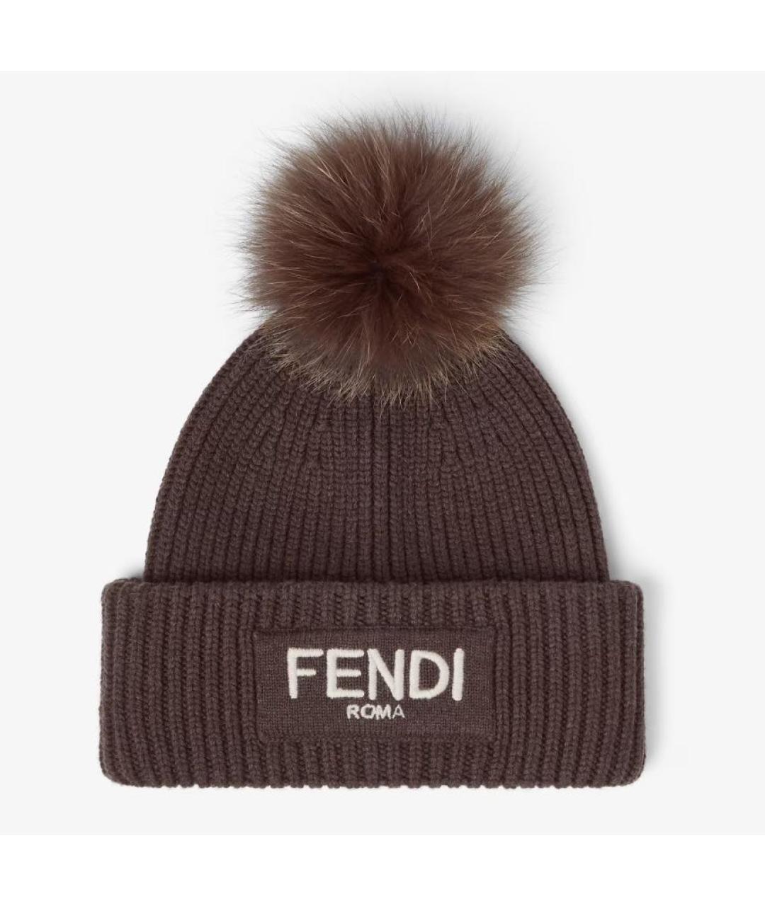 FENDI Коричневая шерстяная шапка, фото 3