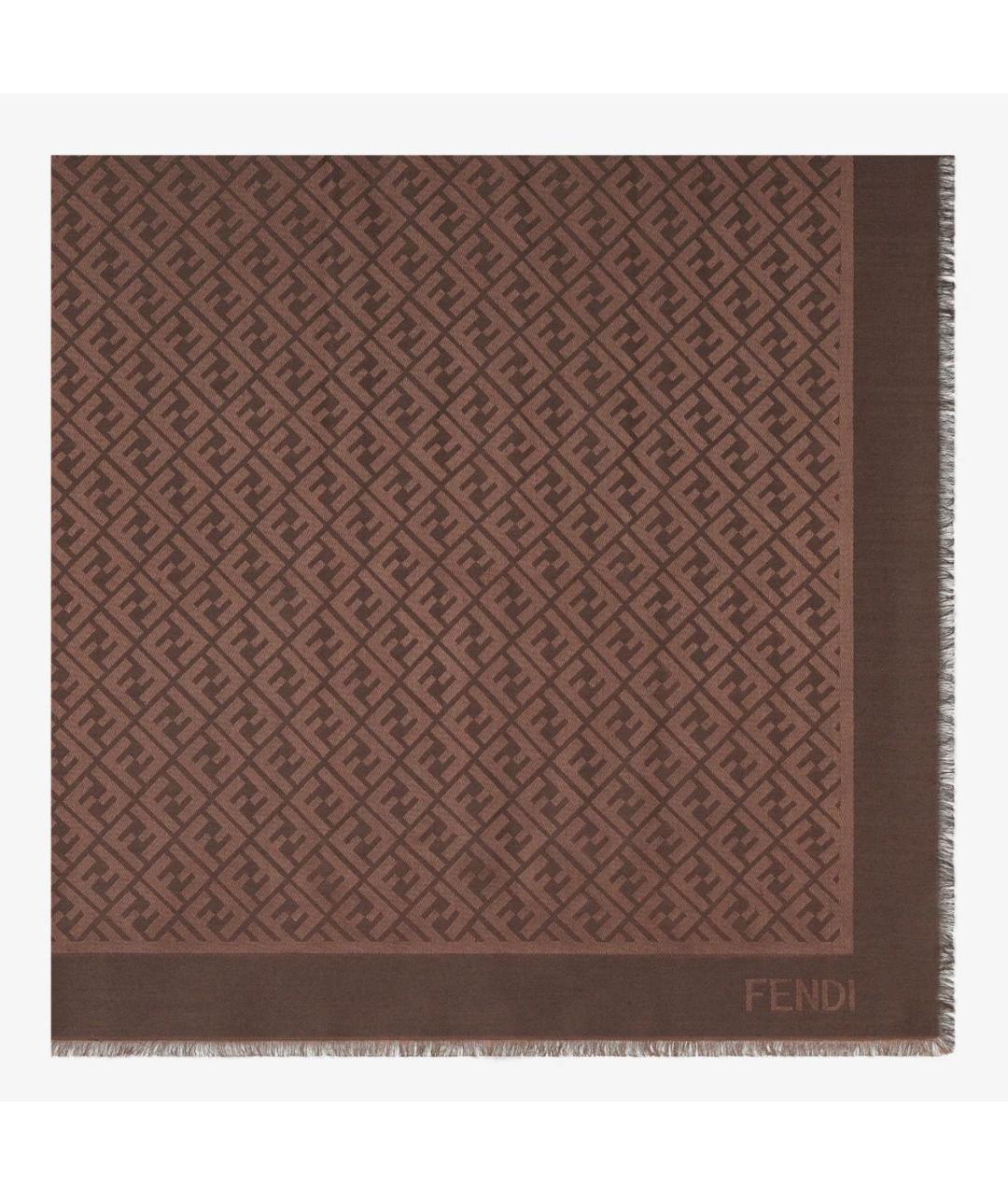 FENDI Коричневый шелковый платок, фото 5