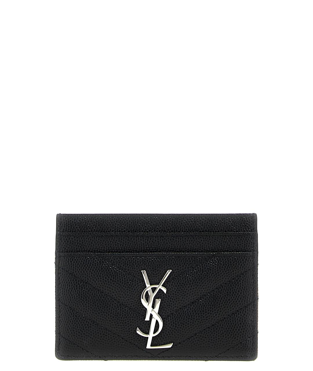 SAINT LAURENT Черный кожаный кардхолдер, фото 1
