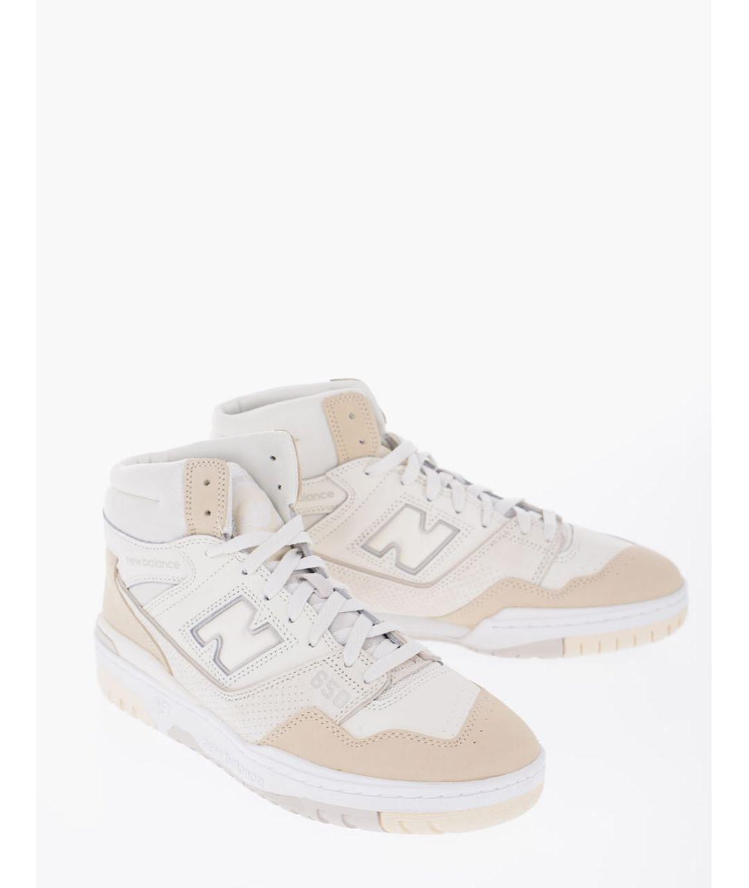 NEW BALANCE Бежевые кожаные высокие кроссовки / кеды, фото 2