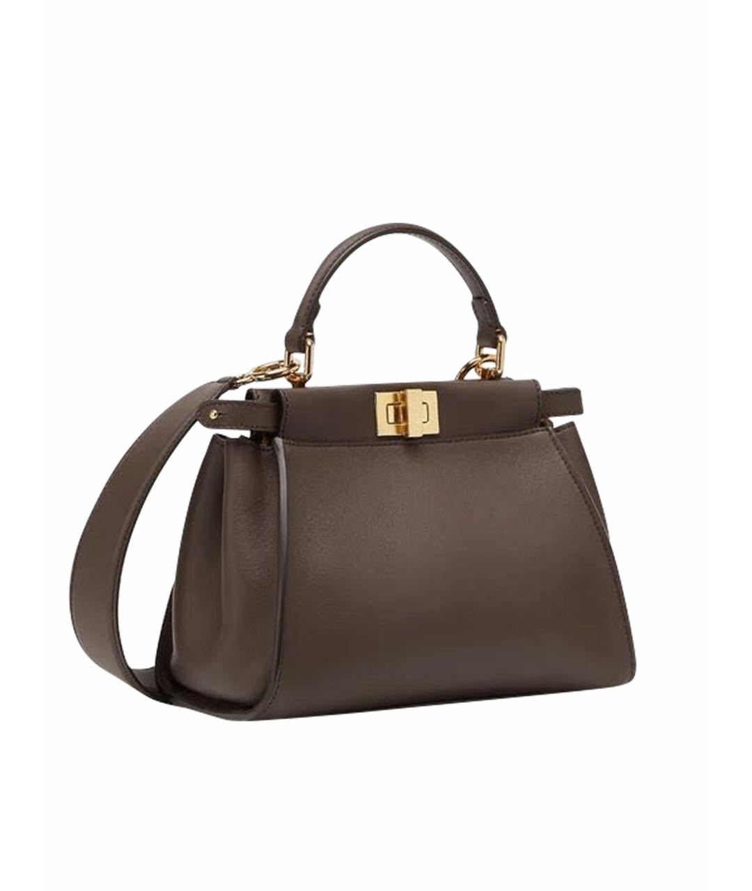 FENDI Коричневая кожаная сумка через плечо, фото 1