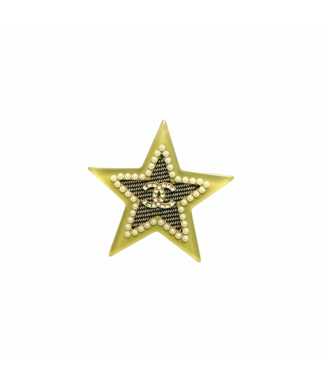 CHANEL Зеленая пластиковая булавка / брошь, фото 1