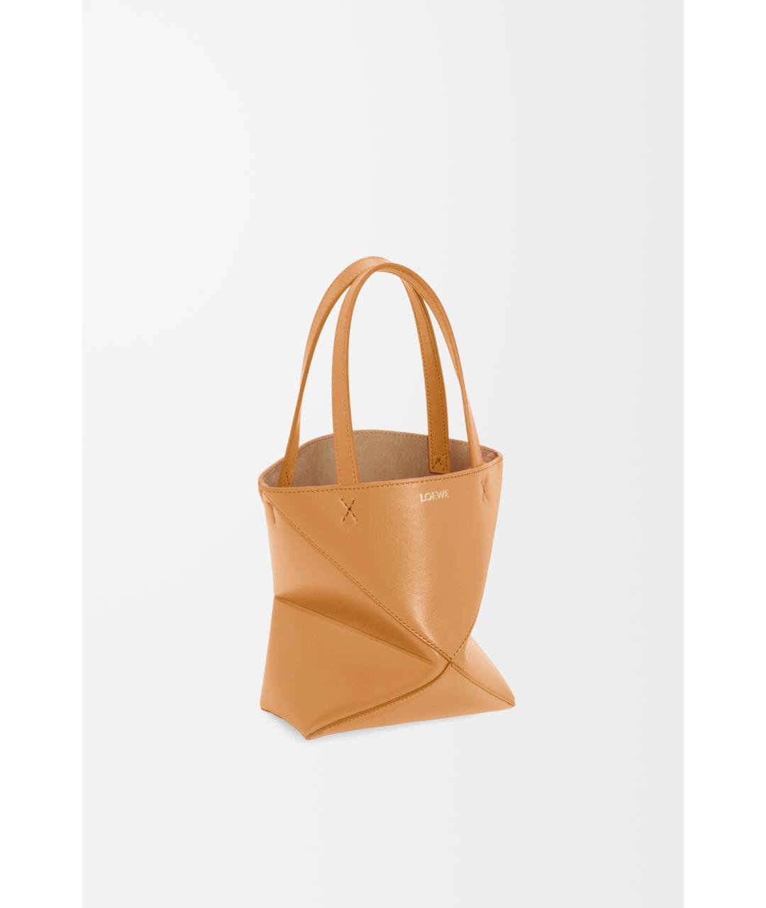 LOEWE Бежевая кожаная сумка тоут, фото 3
