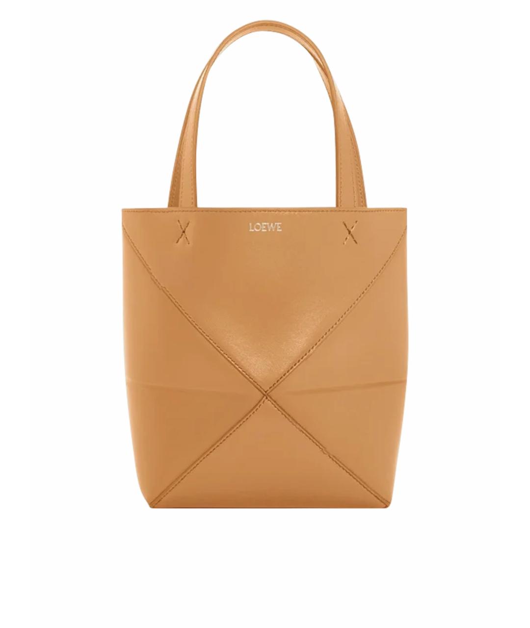 LOEWE Бежевая кожаная сумка тоут, фото 7