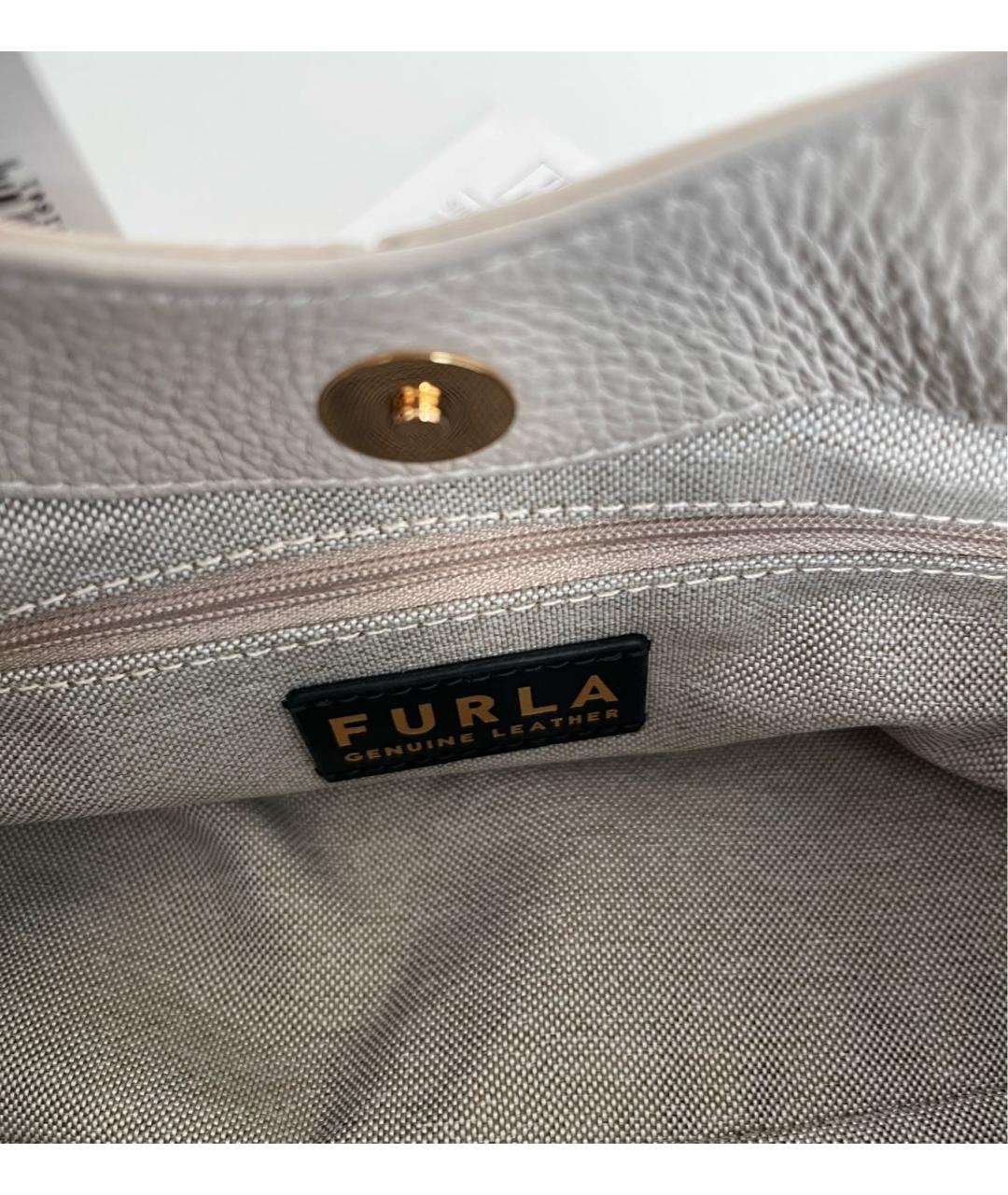 FURLA Серая кожаная сумка с короткими ручками, фото 6