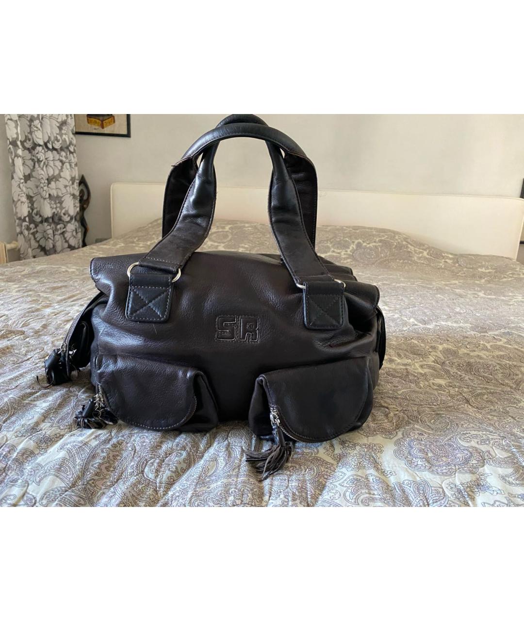 SONIA RYKIEL Коричневая кожаная сумка с короткими ручками, фото 8