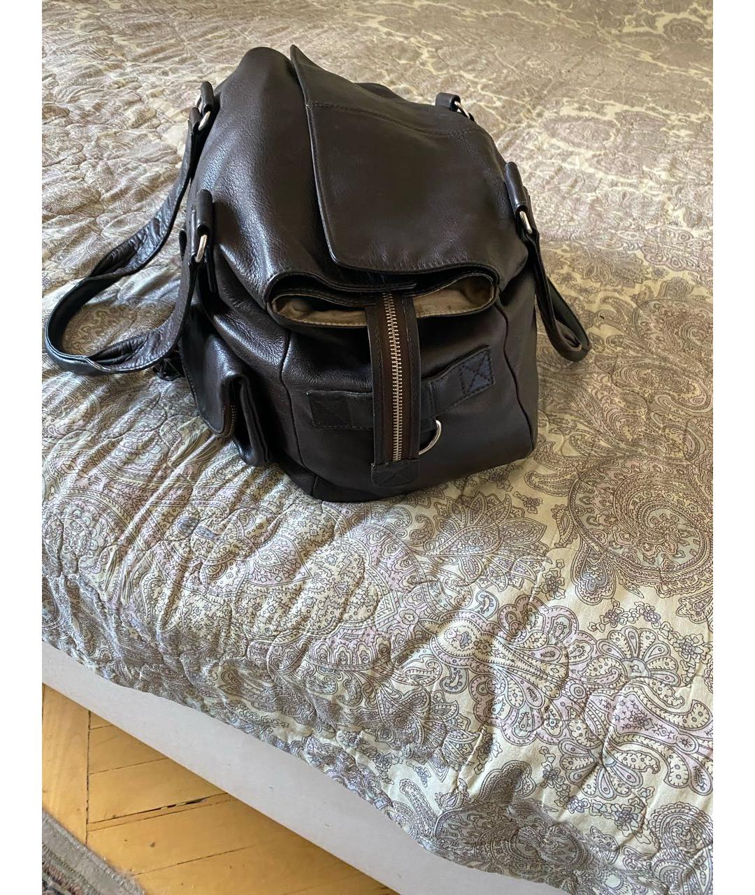 SONIA RYKIEL Коричневая кожаная сумка с короткими ручками, фото 3