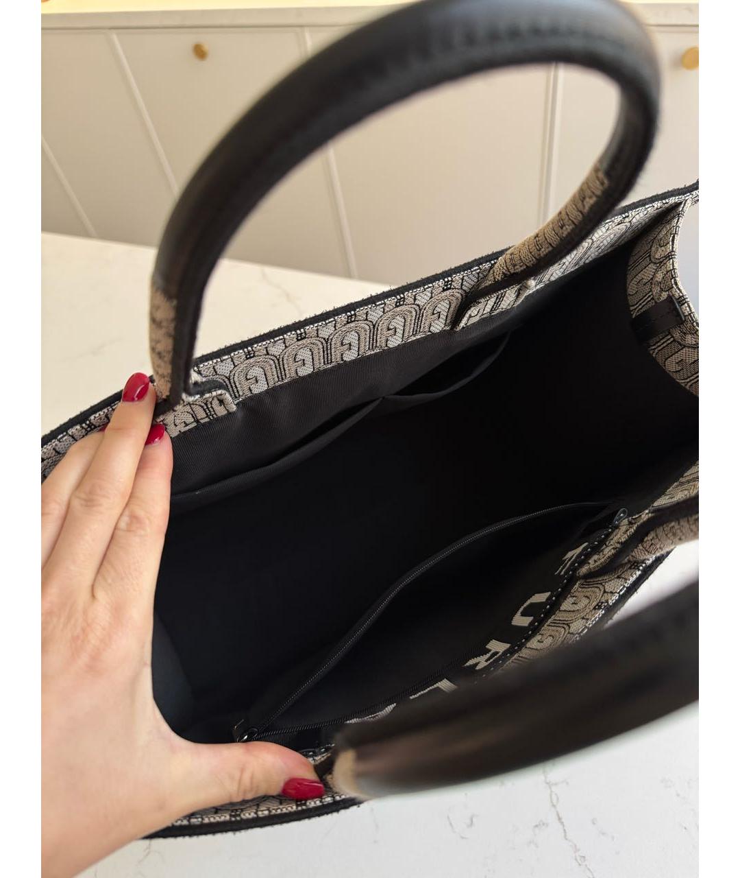 FURLA Серая тканевая сумка тоут, фото 4