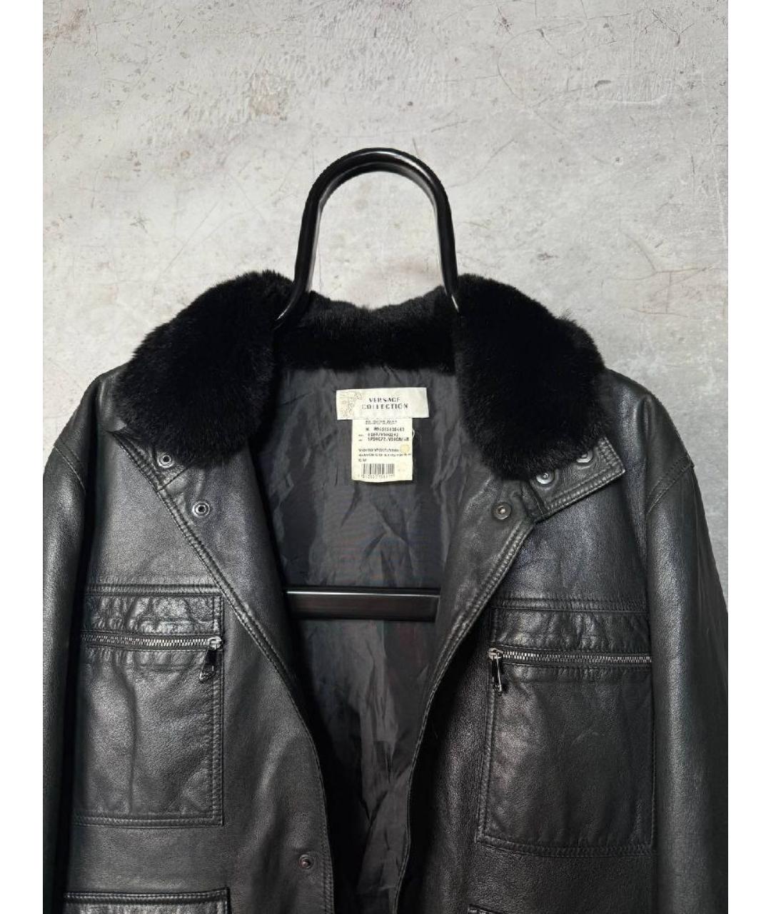VERSACE Черная кожаная куртка, фото 5