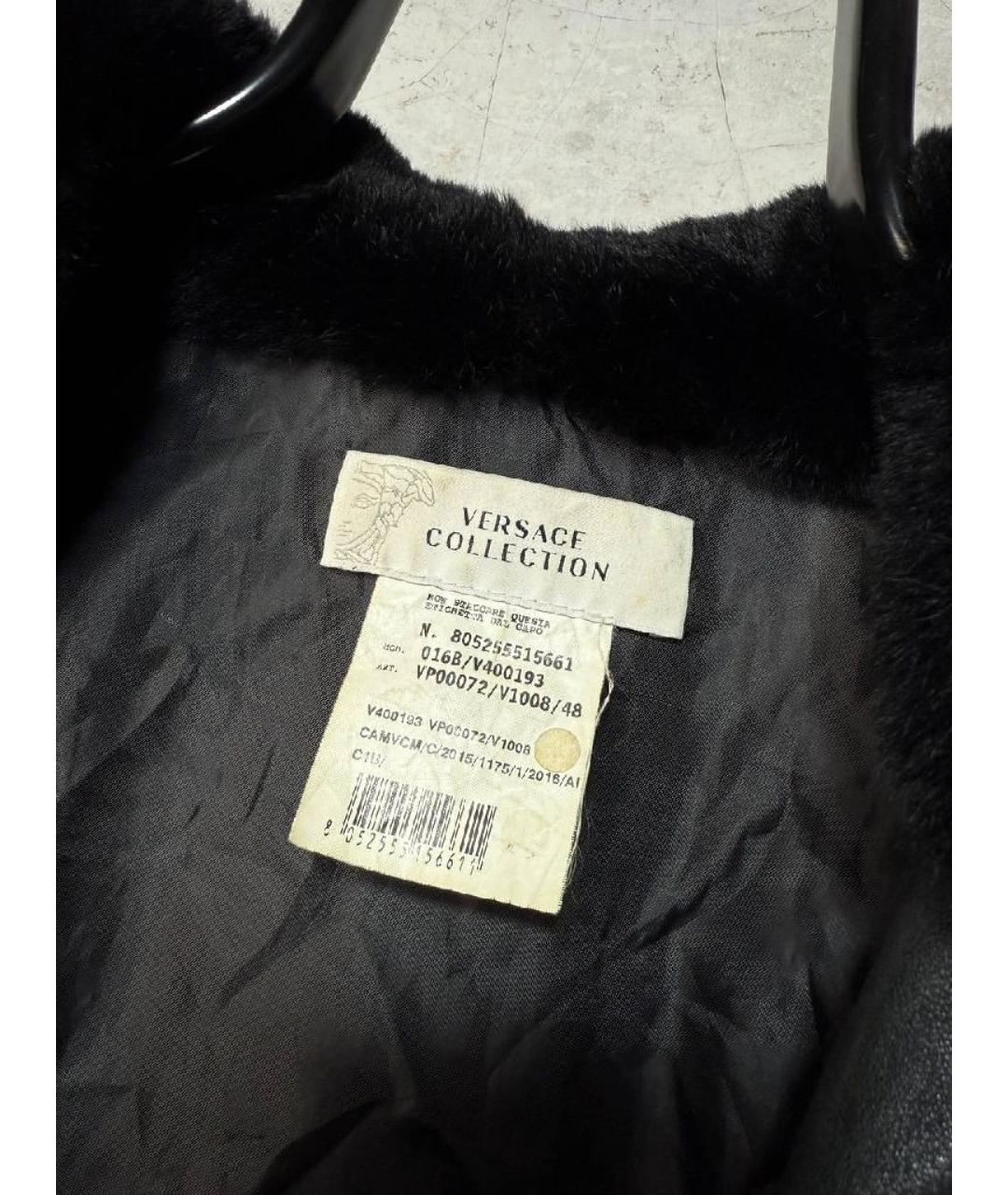 VERSACE Черная кожаная куртка, фото 3